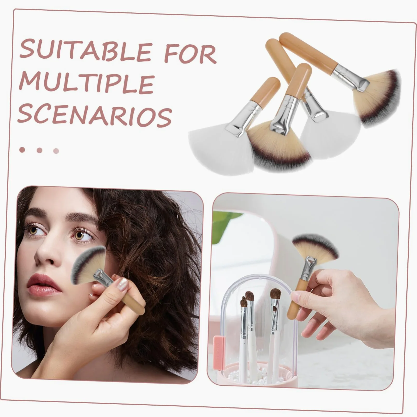 Didiseaon 12pezzi Spazzole Per Trucco Viso Spazzole Ventaglio Per Fondotinta Blush e Polvere Morbide e Professionali Per Contouring e Illuminazione Strumenti Di Bellezza Per Applicazione