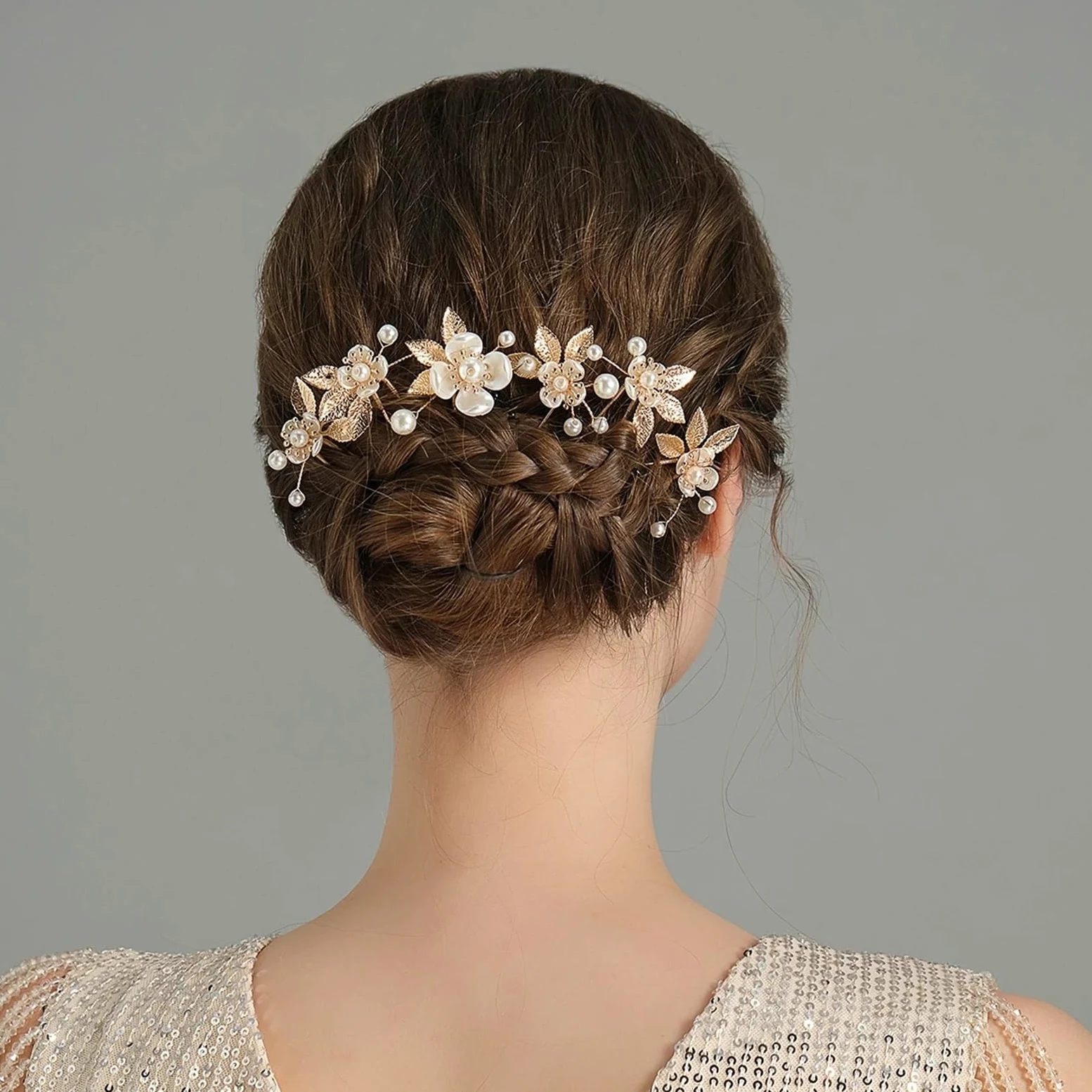 5 pz/pacco Fiore Clip Donna Capelli Perla Pettine da sposa Accessori da sposa Gioielli Tornante(J6973G)
