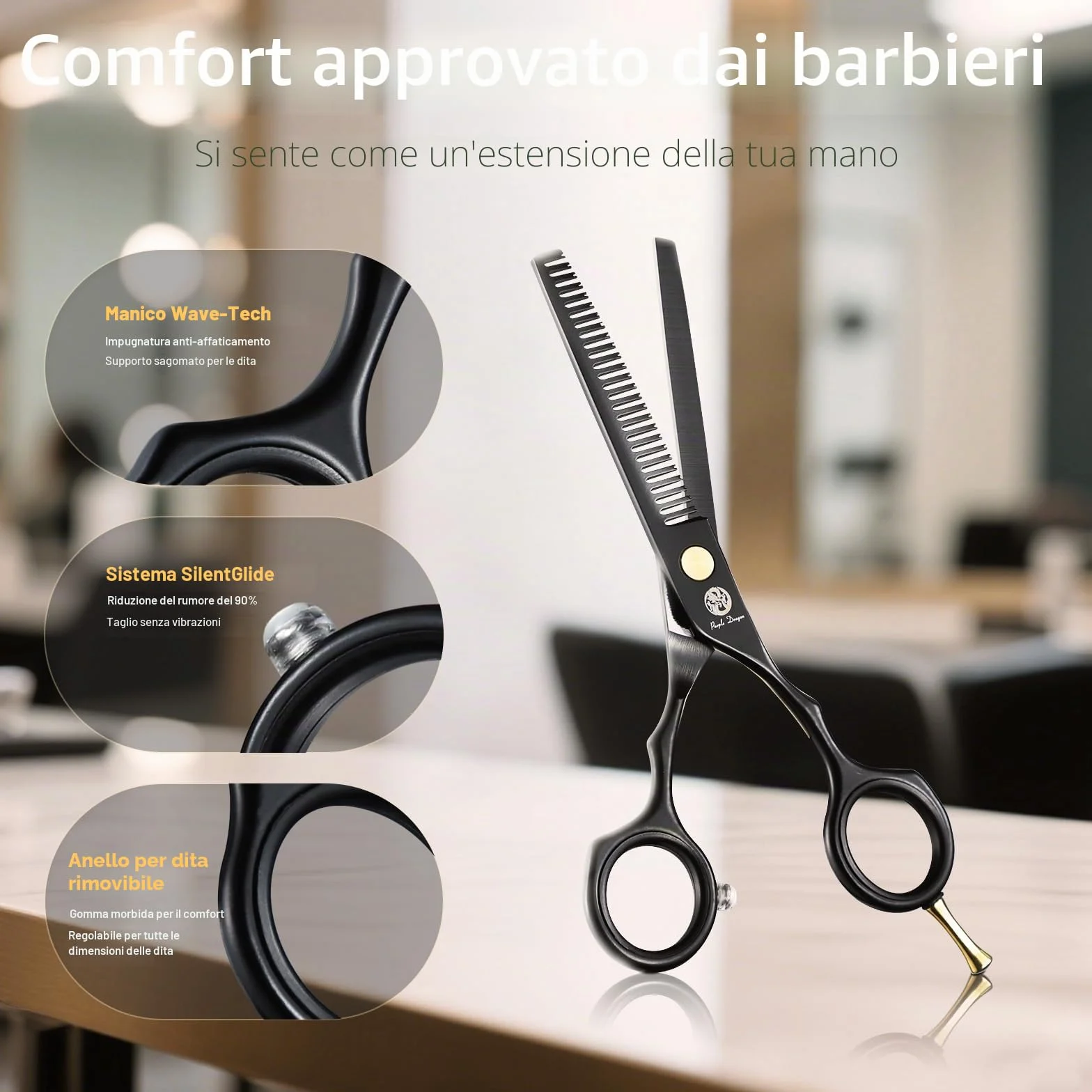 Set forbici da taglio rasoio 14 cm titanio professionale per parrucchiere barbiere sfoltire testurizzare capelli