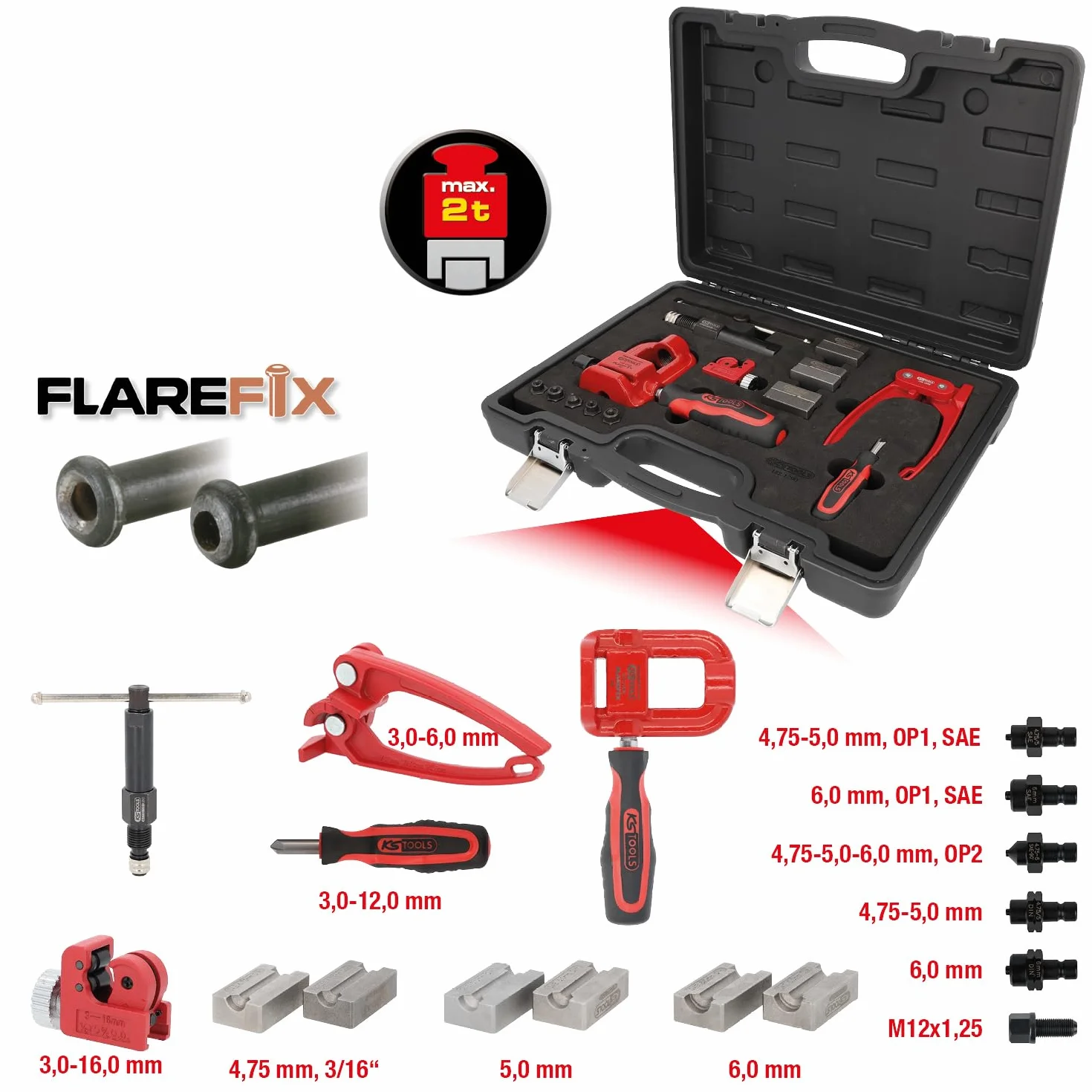 KS Tools 122.1290 Serie bordatubi universale Master, 16 pz.