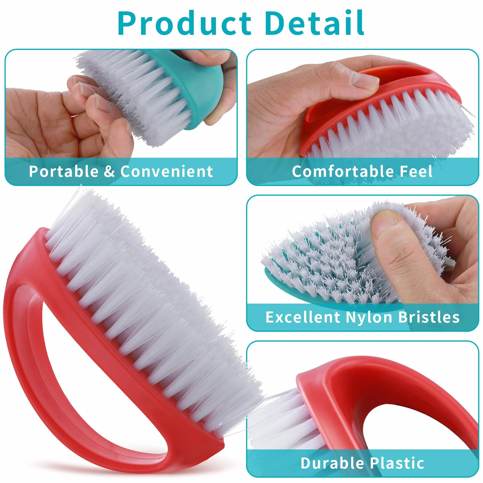 Amaxiu Set di 2 spazzole per unghie robuste per pulire le dita, in nylon duro e duro, pulizia profonda delle mani di meccanici e giardinieri
