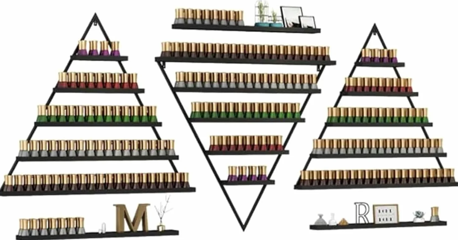 Scaffali per Smalti per Unghie Montati Parete, Portaoggetti for rack montato a parete, portaoggetti for cosmetici, supporto for pittura, olio essenziale, rossetto, profumo, espositore for unghie(Black