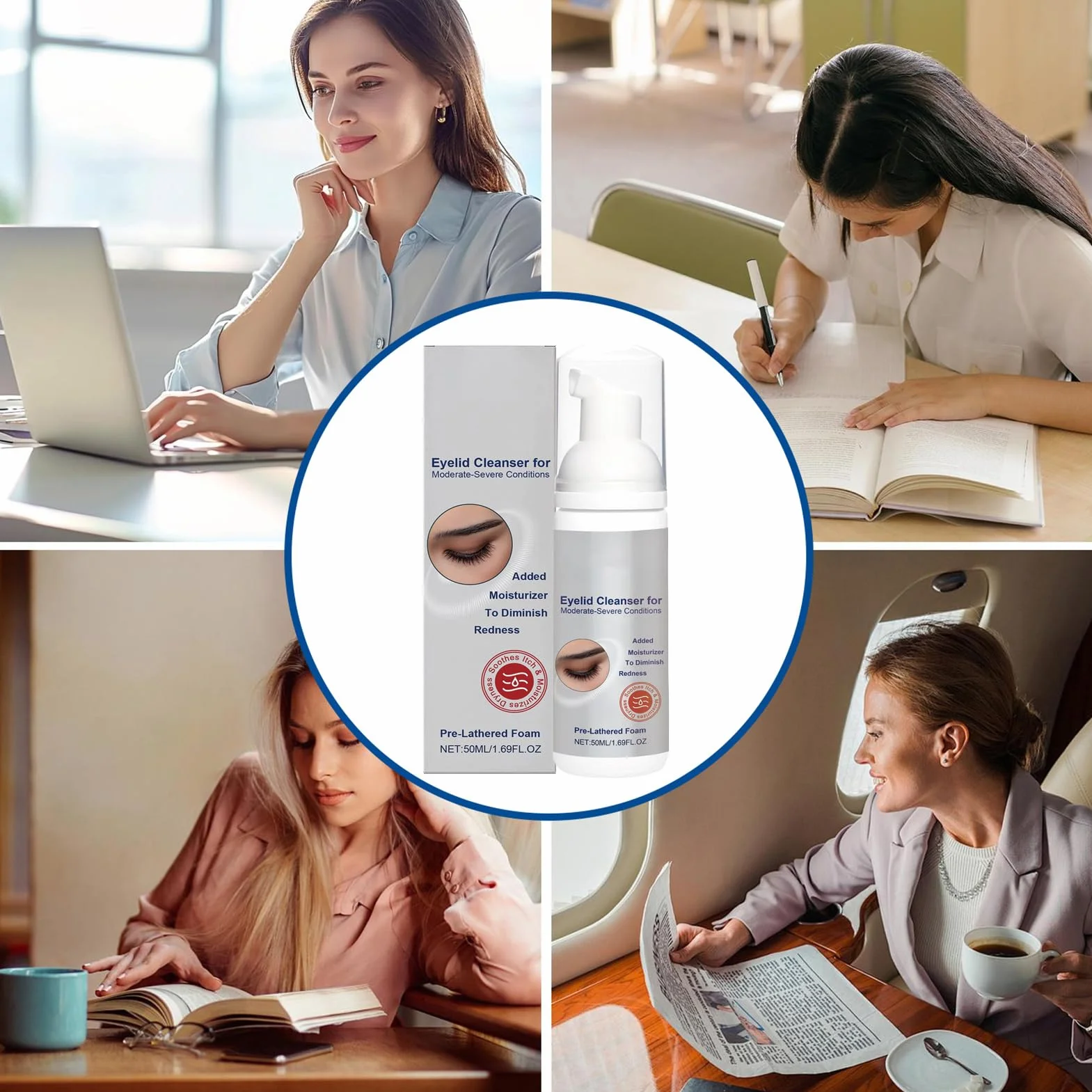 Detergenti per Palpebre,Schiuma Detergente per Ciglia Pulizia Profonda 50 ml | Struccante Idratante Lavaggio Delicato per Pelli Grasse Secche Sensibili Uomini Donne