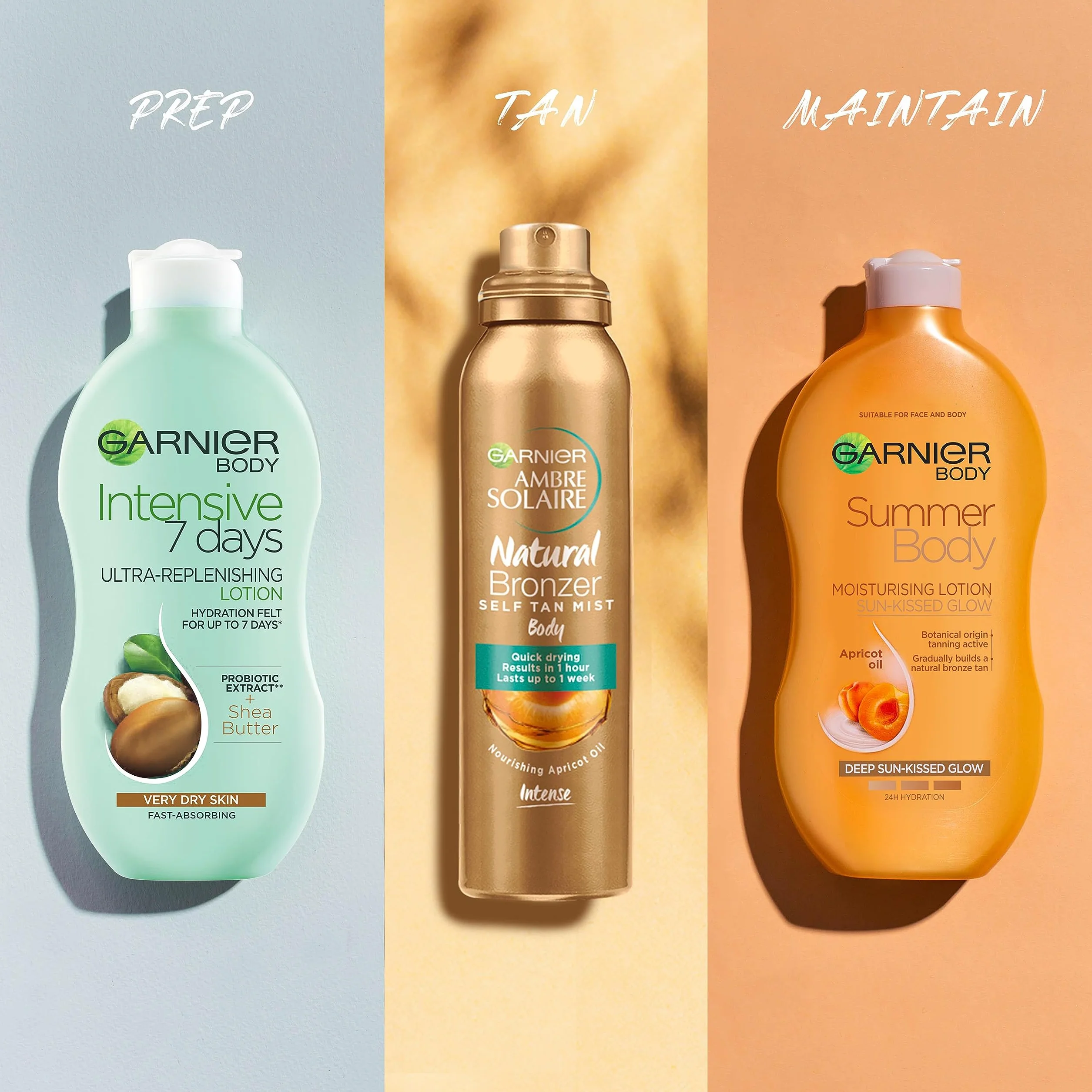 Garnier Ambre Solaire Natural Bronzer Quick Drying Dark Self Tan Body Mist 150ml