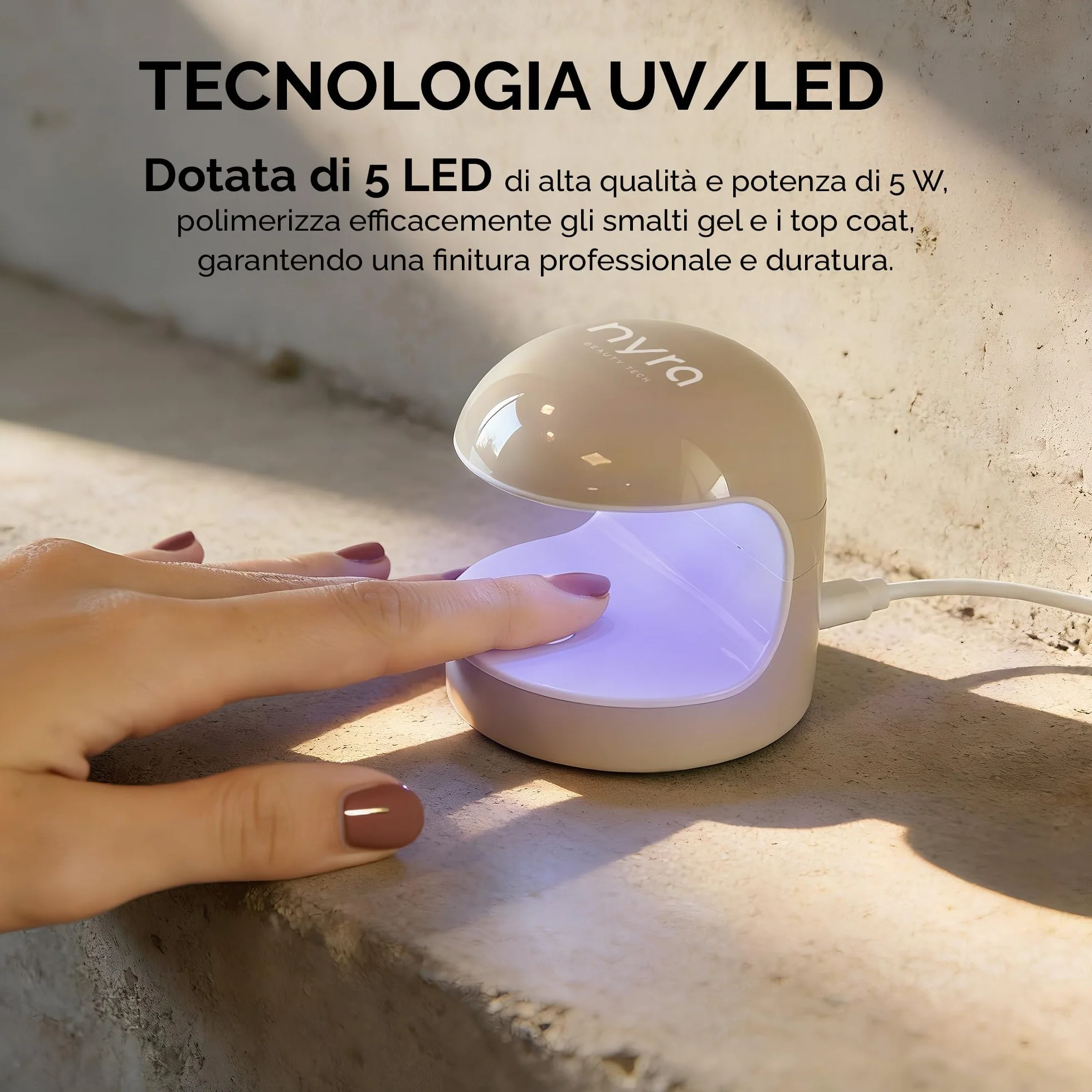Mini Lampada per Unghie UV/LED 5W, Asciugatore Ultracompatto con Timer 60s e Sensore Automatico, USB