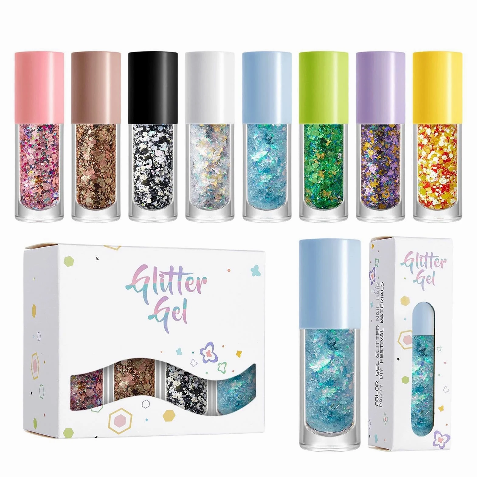 Gel Glitter Per Il Viso Effetto Scintillante Di Lunga Durata | Gel Glitter Per Viso E Corpo Per Feste, Festival, Concerti, Parate, Partite Di Calcio, Compleanni, Bambini, Ragazze E Donne
