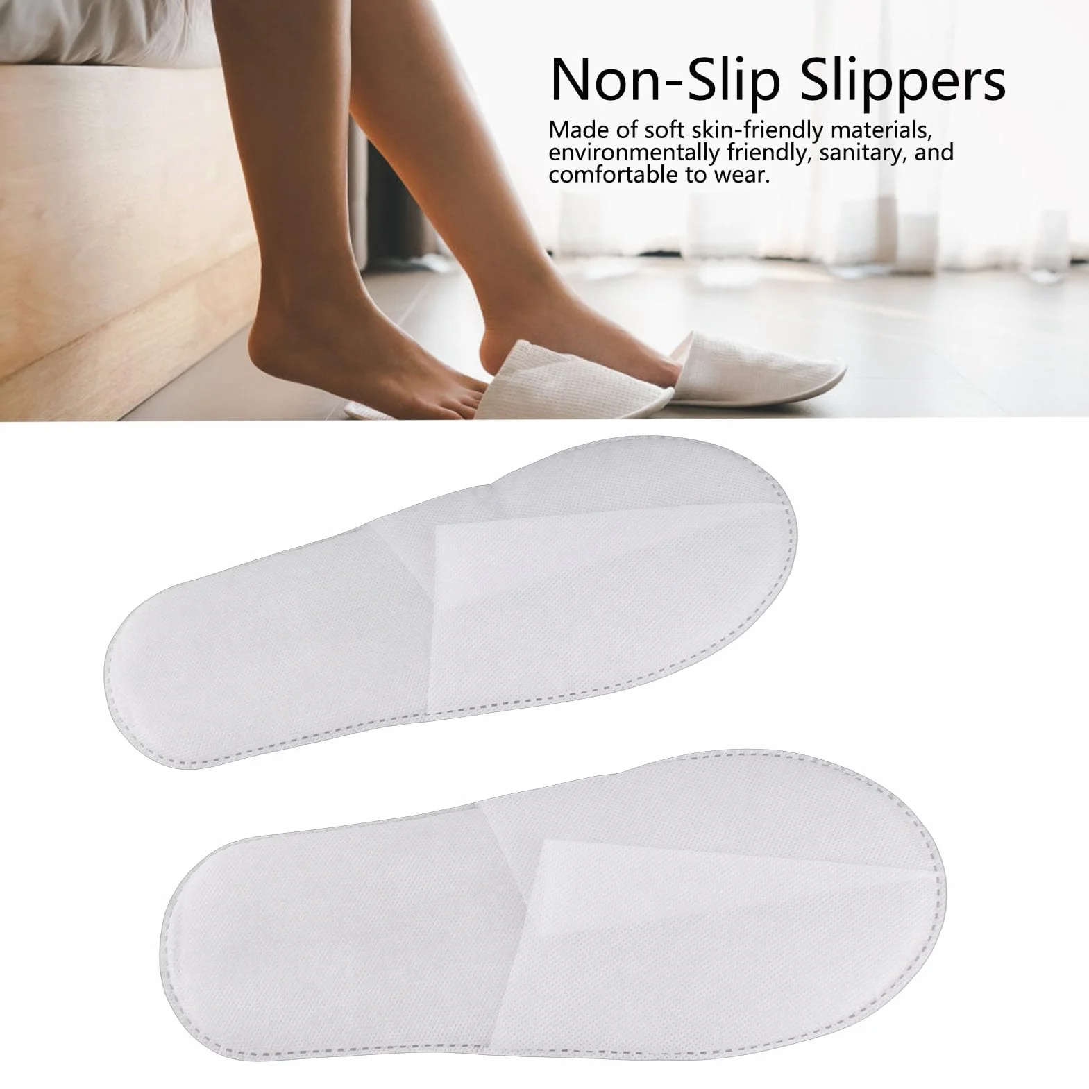 HEEPDD 50 Paia Pantofole Usa E Getta, Pantofole da Interno per Hotel Pantofole per Ospiti di Nozze Confezione di Pantofole per Donne Uomini Home Spa Hotel (Lavagna bianca in tessuto non