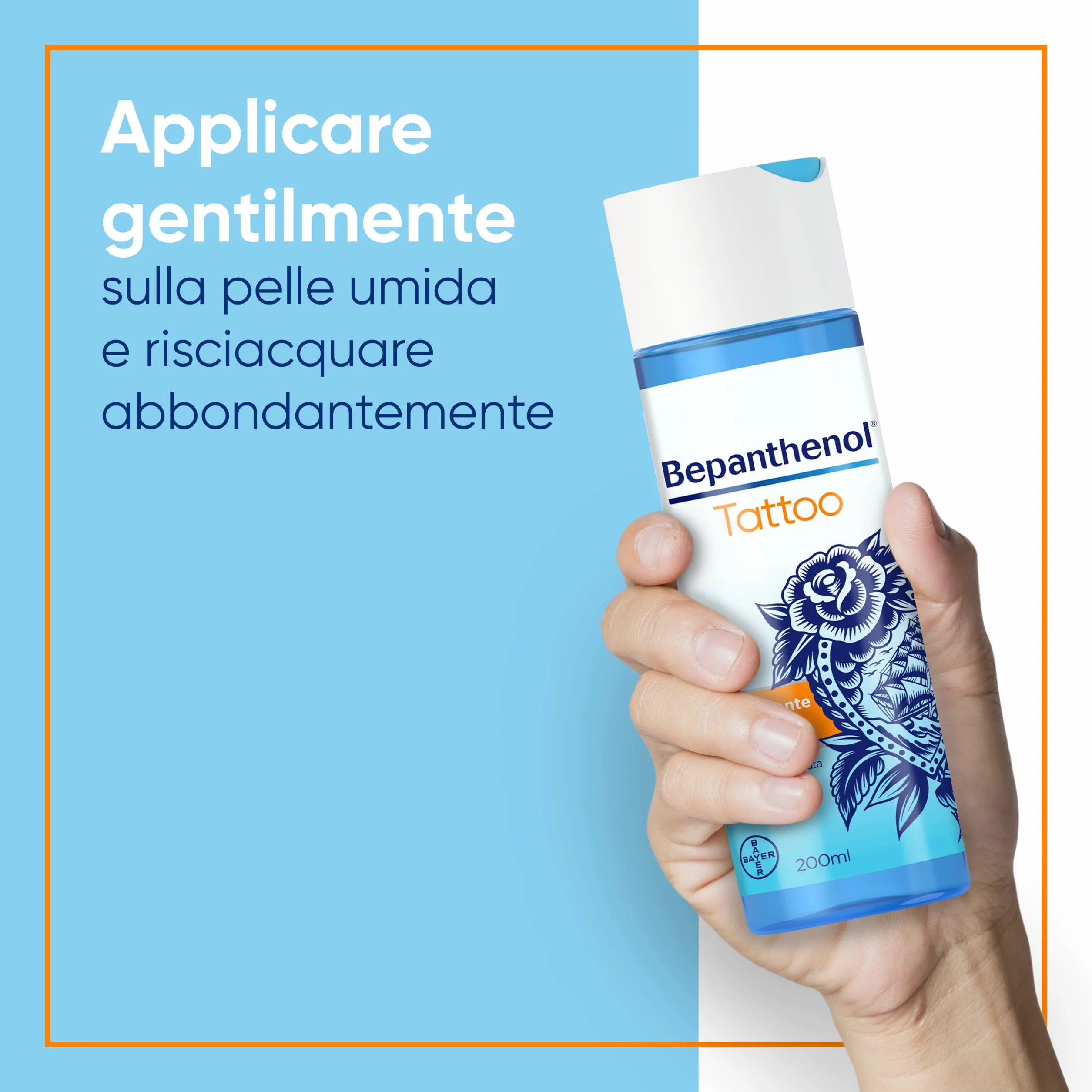 Bepanthenol Tattoo Detergente Delicato con Pantenolo per Aftercare Rivitalizzante Tatuaggio, Ideale per Detergere e Proteggere i Tatuaggi, Ravviva i Colori, Gel Senza Sapone 200 ml