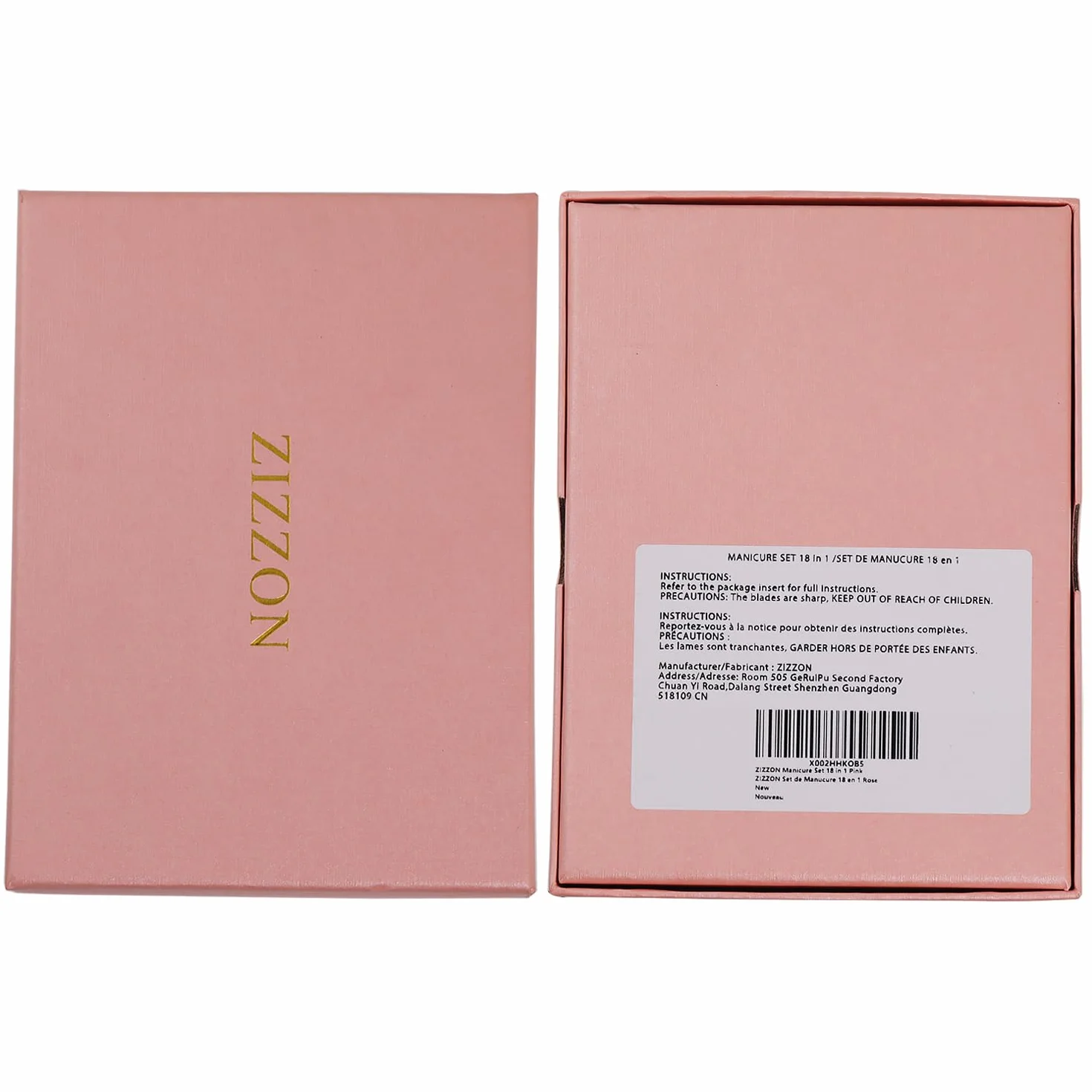 ZIZZON zestaw do manicure 18 w 1 profesjonalny do pedicure z etui podróżnym różowy