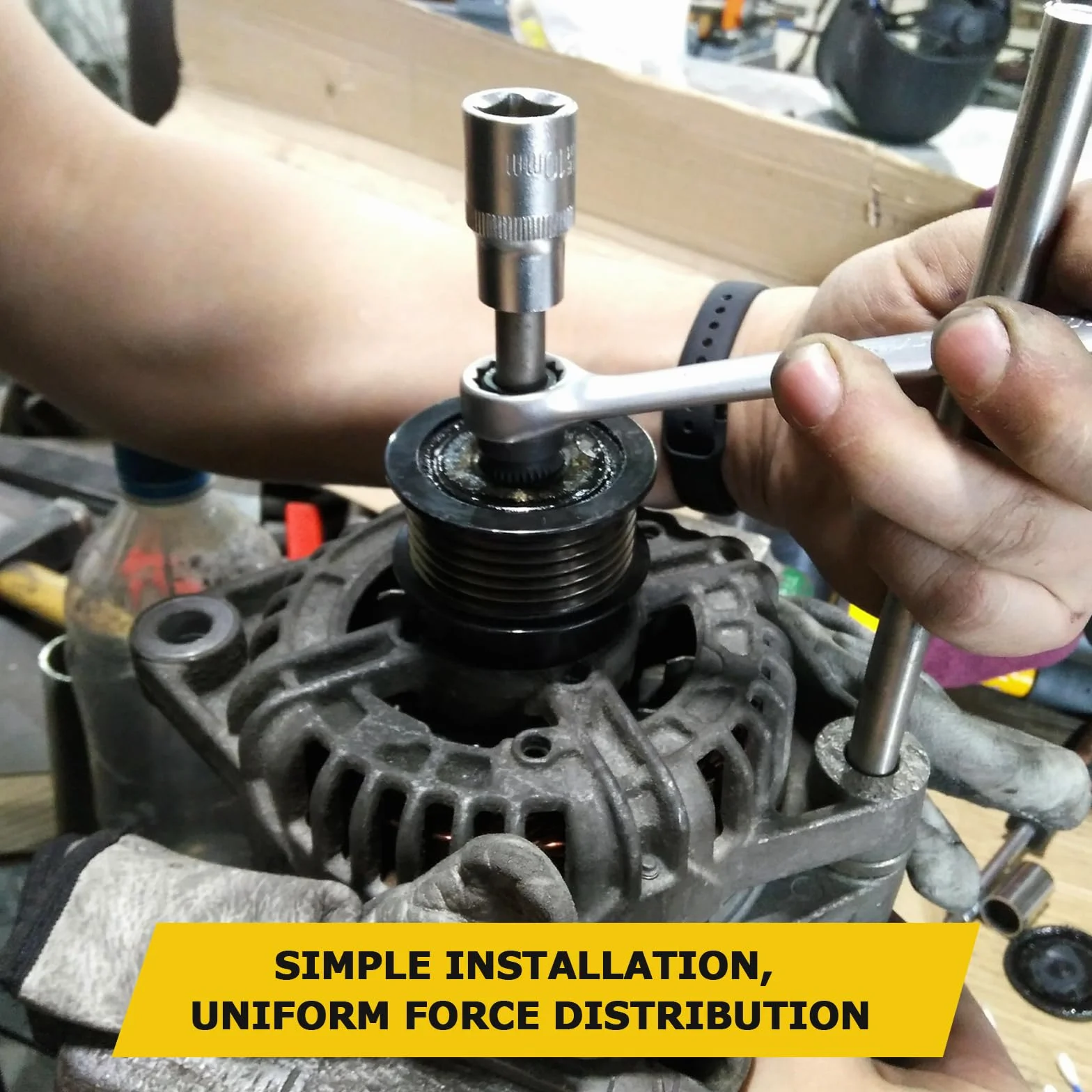Kit Attrezzi per Alternatore 18 Pezzi, Set Chiavi a Bussola ed Estrattore Puleggia, Compatibile Ford Audi BMW Mercedes Volkswagen