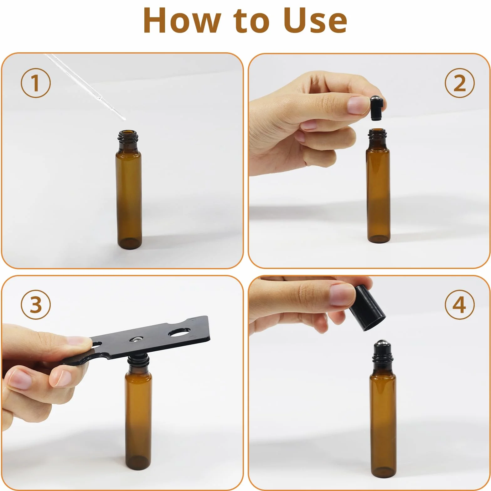 10 ml Marrone Bottiglie Vuote in Vetro, 10 Pezzi Bottiglie roll on per oli essenziali, Boccette Vetro con Sfera in Acciaio Inossidabile, per Aromaterapia, Profumi, Oli Essenziali e Cosmetici