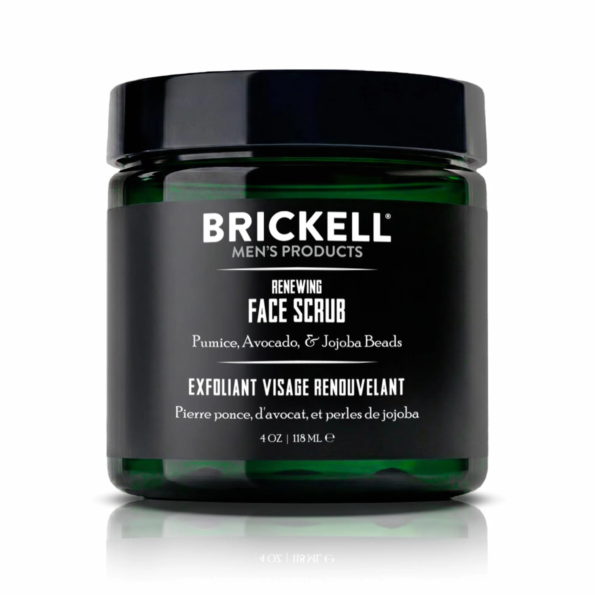 Brickell Men's Scrub Viso Rinnovatore per Uomo, Naturale e Biologico, Scrub Viso Esfoliante Formulato con Perline di Jojoba, Extra di Caffè e Pomice, 118ml, Profumato
