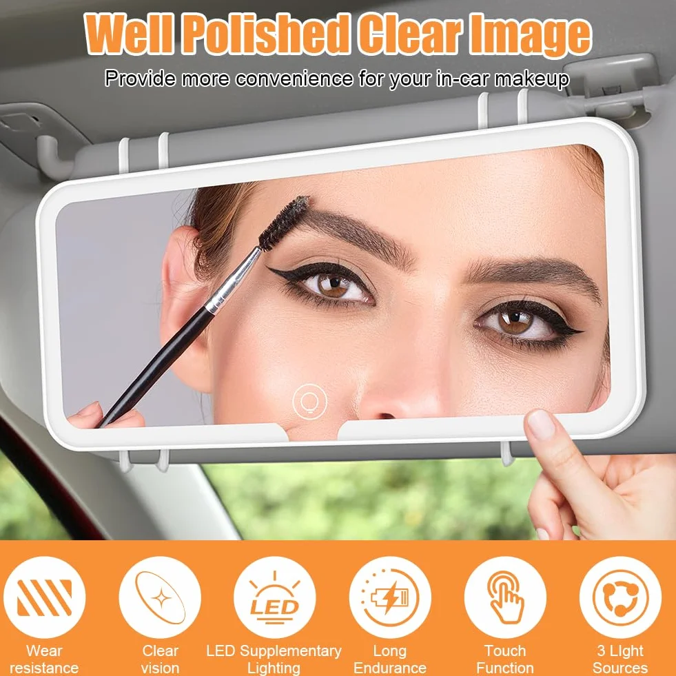 Specchio cosmetico a LED ricaricabile con 3 modalità luce e touch screen per neonati e bambini