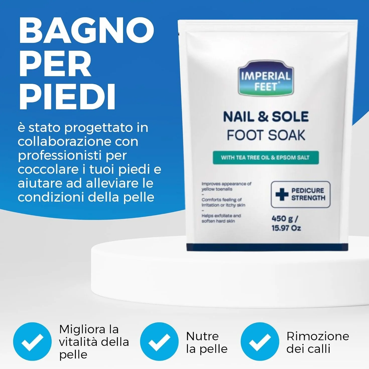 Pediluvio di Qualità con Olio di Tea Tree e Sale di Epsom | Trattamento Anti Funghi per Unghie e Piede d'Atleta | Idratante e Deodorante | Esfoliante