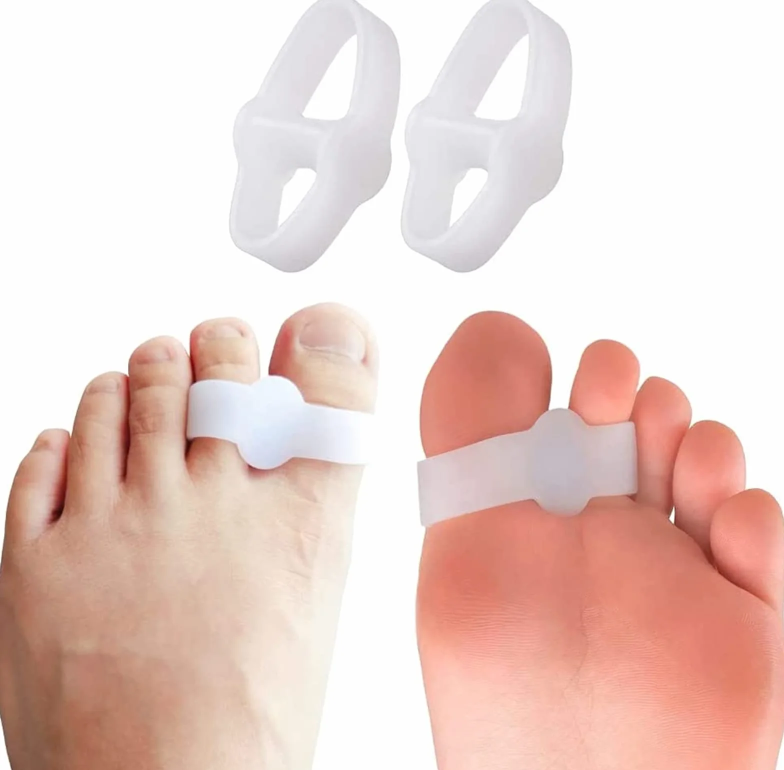 Separatori Per Alluce Valgo, Distanziatori Per Alluce per l'allineamento Dell'alluce, Correttore in Silicone per Dita Sovrapposte e Borsite, 4 pezzi