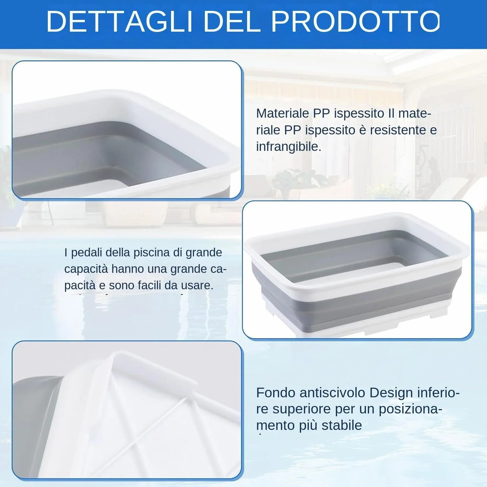 Pediluvi Portatili Per Piscine, Vaschetta Lavapiedi, Pediluvi Pieghevoli E Antiscivolo, Pediluvio Portatili Per Piscine Fuori Terra, Spa, Idromassaggi