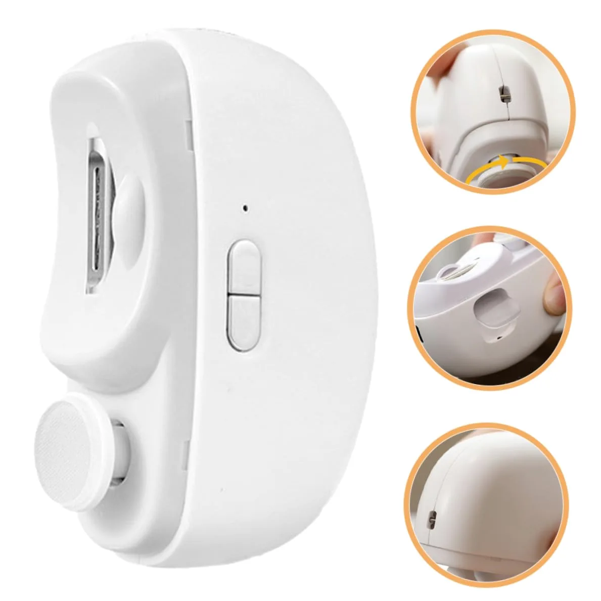 500mah Tagliaunghie Bianco Ricaricabile Automatico Elettrico | Doppia Funzione con Luce, Due Velocità di Rotazione, Abs e Lega, per Adulti e Ragazzo Ragazza