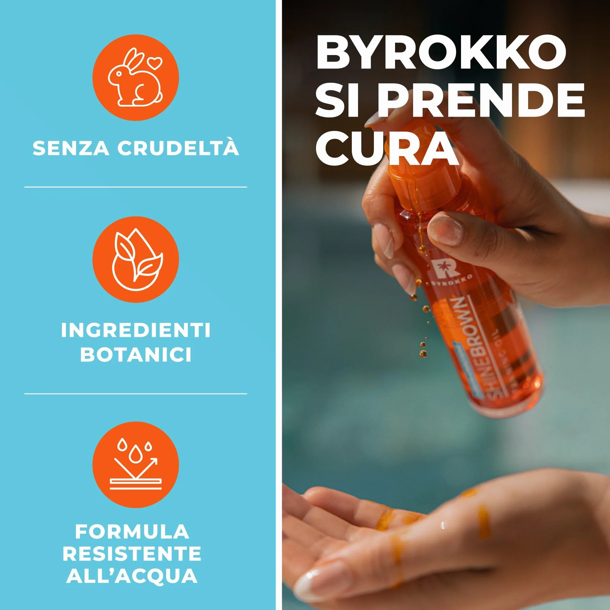 BYROKKO Shine Brown Beta Carotene Abbronzante Gel 200 ml Crema Naturale per Lettino Abbronzante
