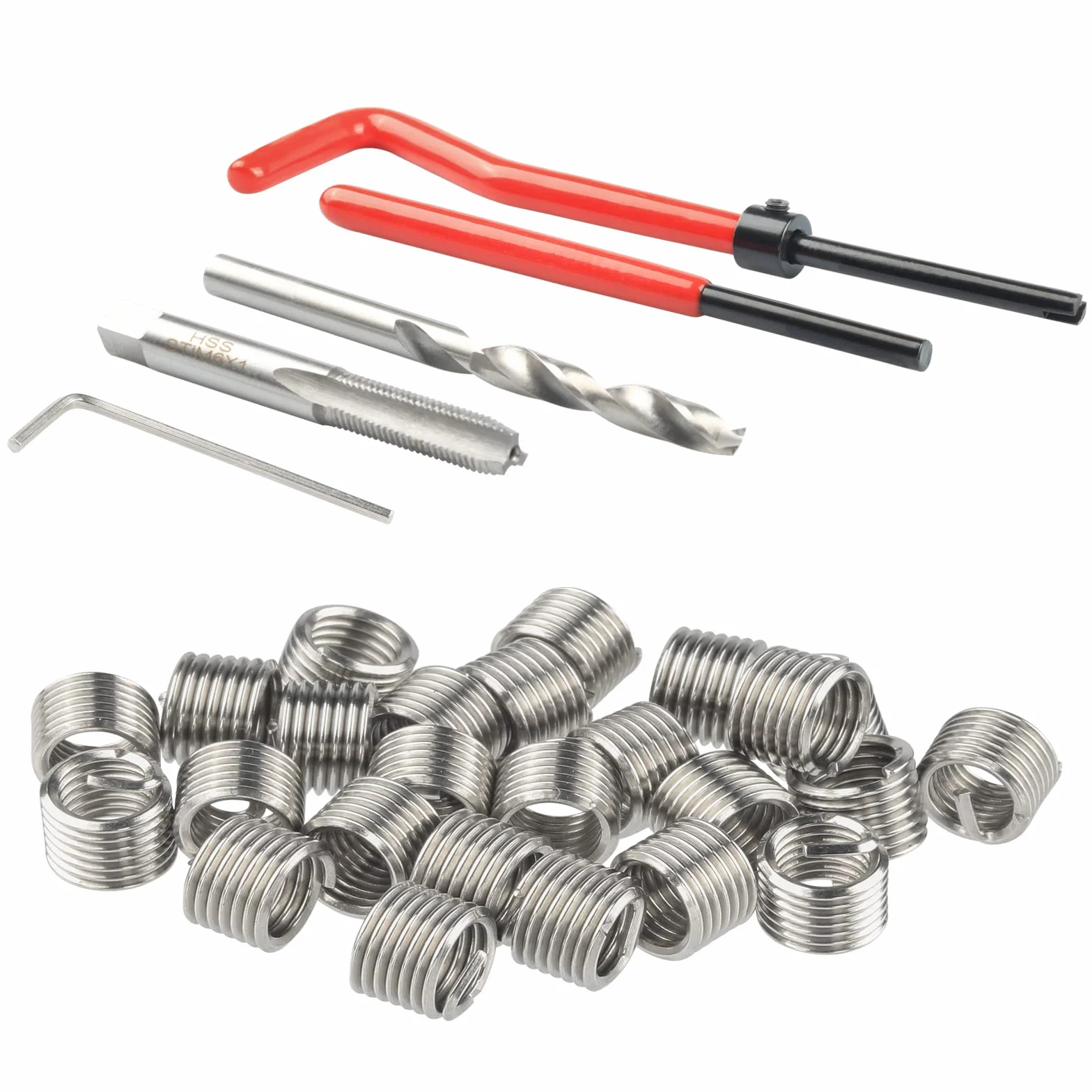 Set di riparazione filettature M6 30 pezzi utensile manuale metrico kit elicoidali