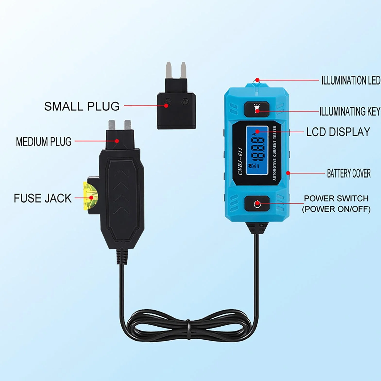 Tester di fusibili auto digitale LED alta precisione