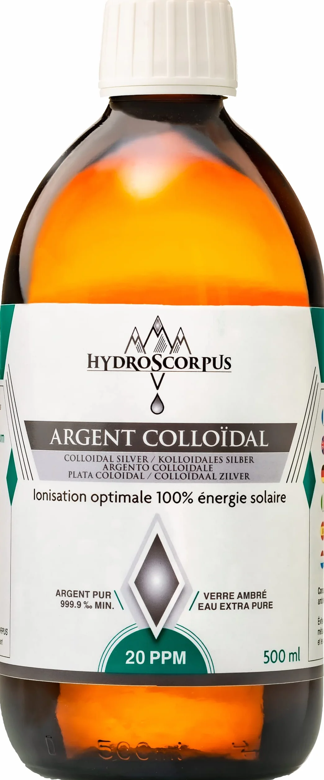 Argento Colloidale 20PPM 500ml Bottiglia di VETRO ●Ionizzazione 100% solare●Oligoelemento organico disponibile 100% Naturale●confezione100% compostabile…