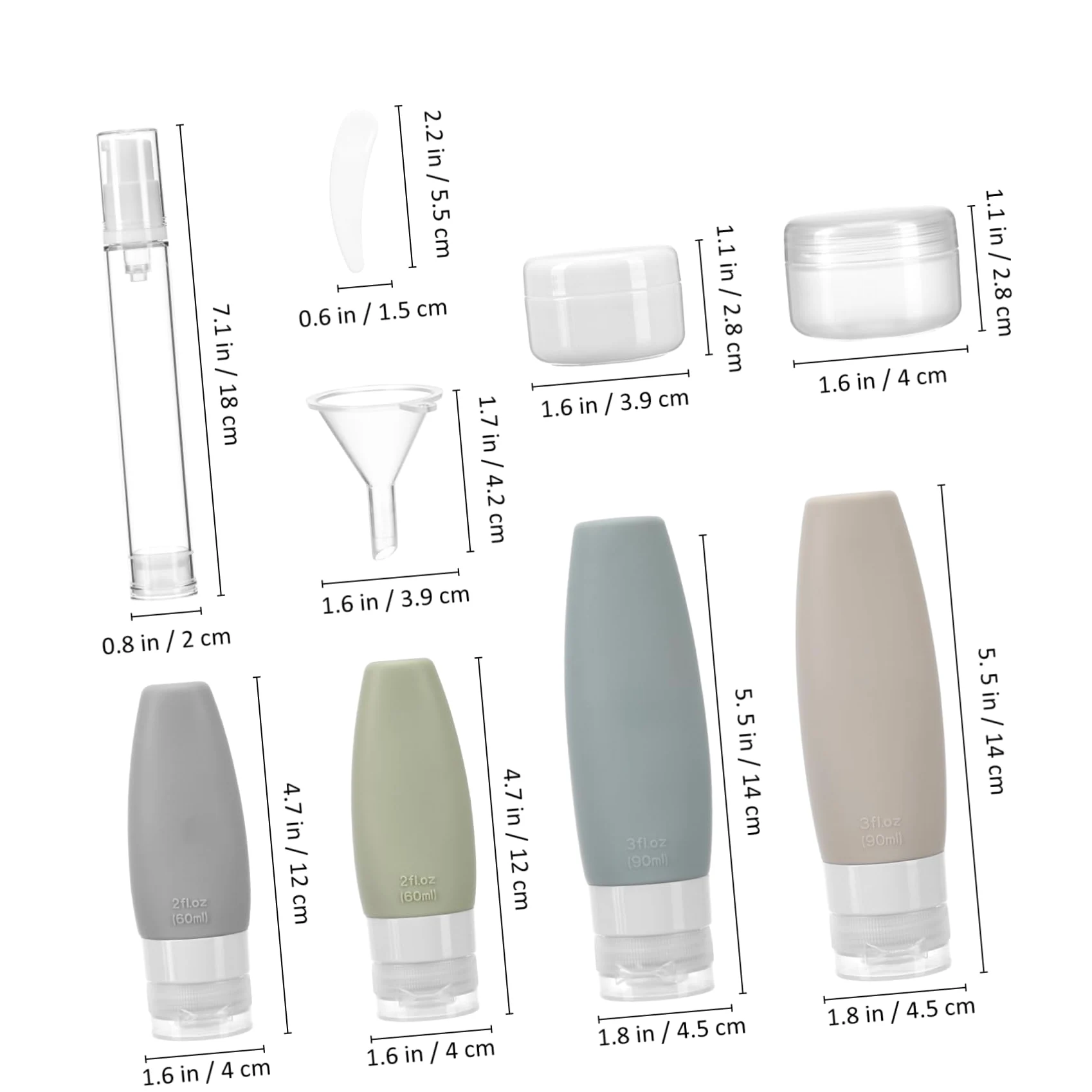 Didiseaon 4 Set Set bottiglia in silicone Set di bottiglie riutilizzabili dimensione del viaggio condizionatore bottiglia da viaggio bottiglie da viaggio in silicone Gel di silice