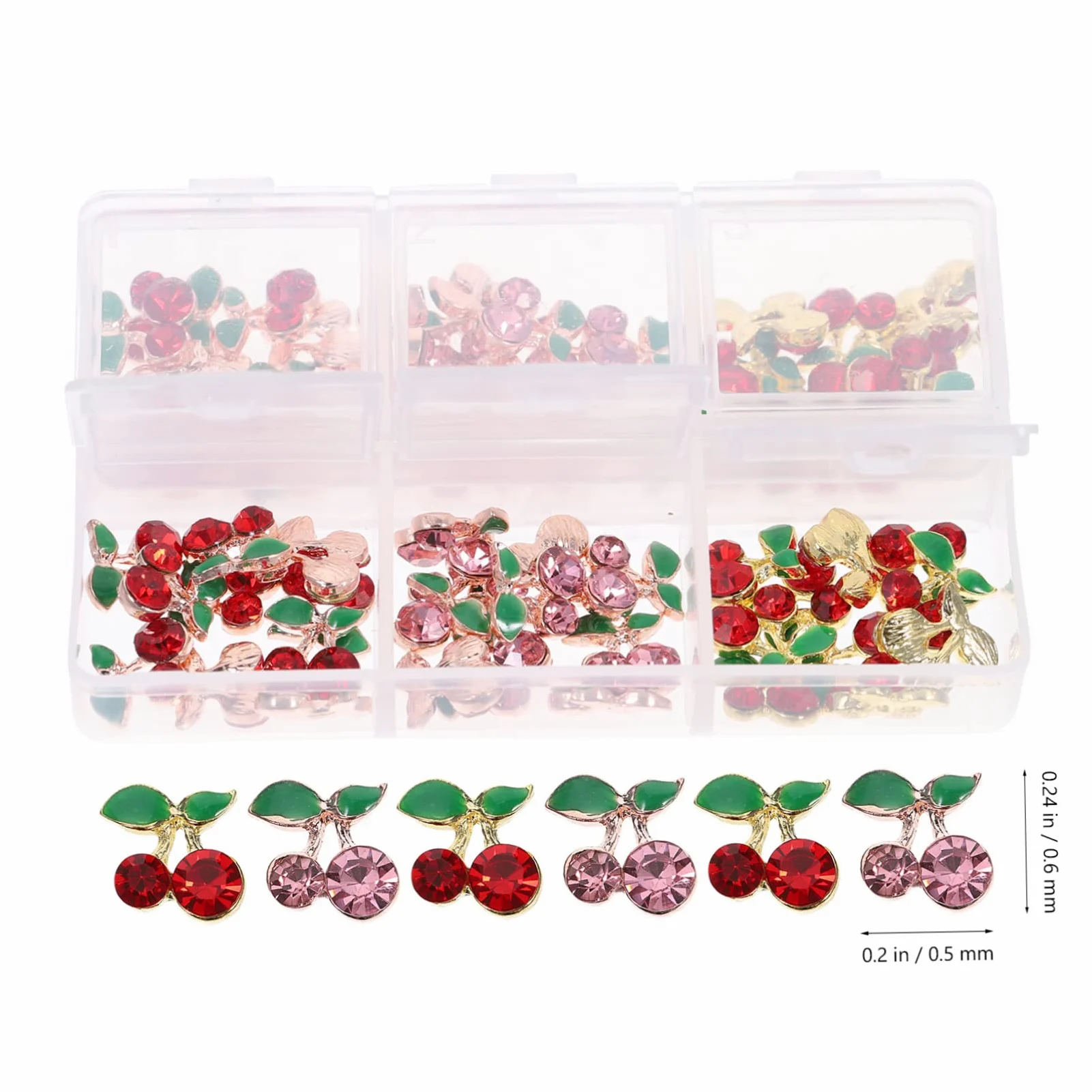 120 Pz Accessori Per Nail Art Con Strass Unghia Di Frutta Luccica Gioielli Per Unghie Strass Arancioni Borchie Per Unghie Lucide Ornamenti Glitterati Perno Lega Ciliegia 3d