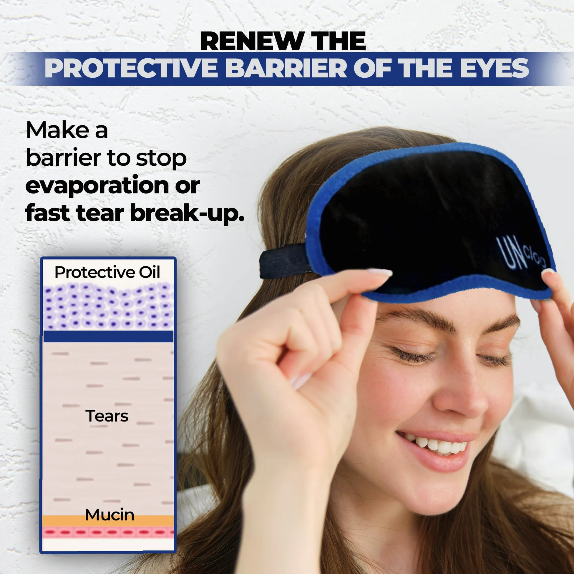 Unclog - Maschera professionale per occhi con impacco rinfrescante, ponderata con quarzo rosa, terapia calda e di bellezza per sbloccare le ghiandole, allevia la sindrome dell'occhio secco,