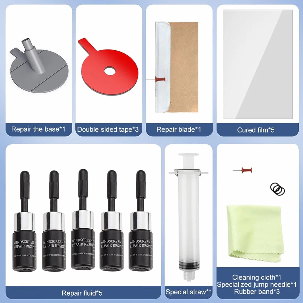 Kit Riparazione Parabrezza Auto, Set Strumenti Riparazione Crepe Vetro