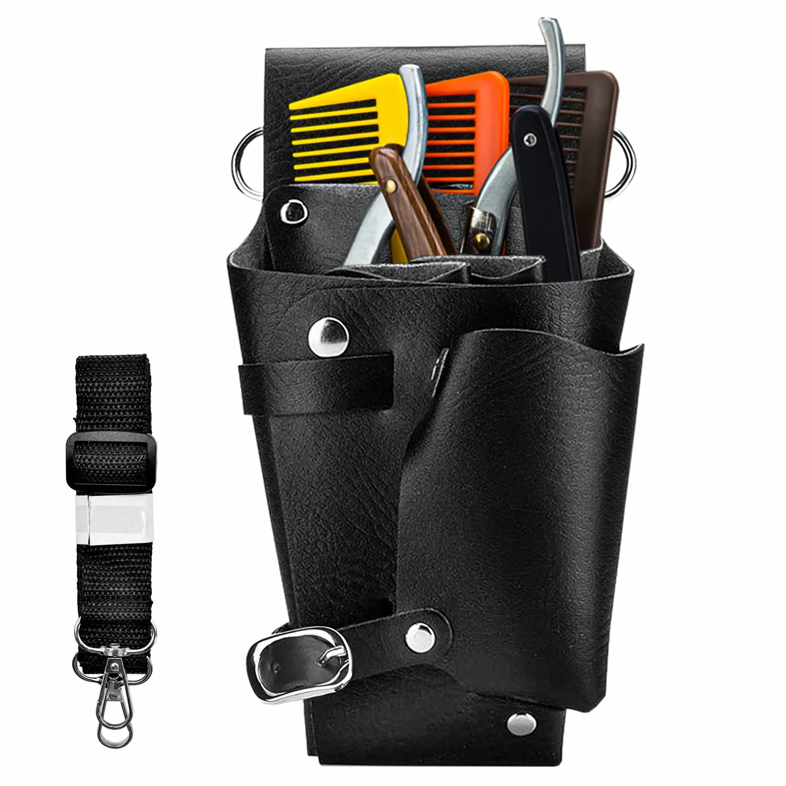 Borsa per Parrucchieri in Pelle Borsa per Forbici da Parrucchiere Borsa Parrucchiere Nero Borsa per Attrezzi Professionale da Parrucchieri