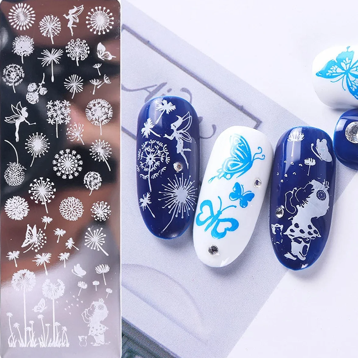 6 Pezzi Set di Nail Art Stamping Stampini, Nail Art Template Stencil Piatti Piastra per Unghie, Unghie e Timbro Stamper Scraper Manicure per Unghie