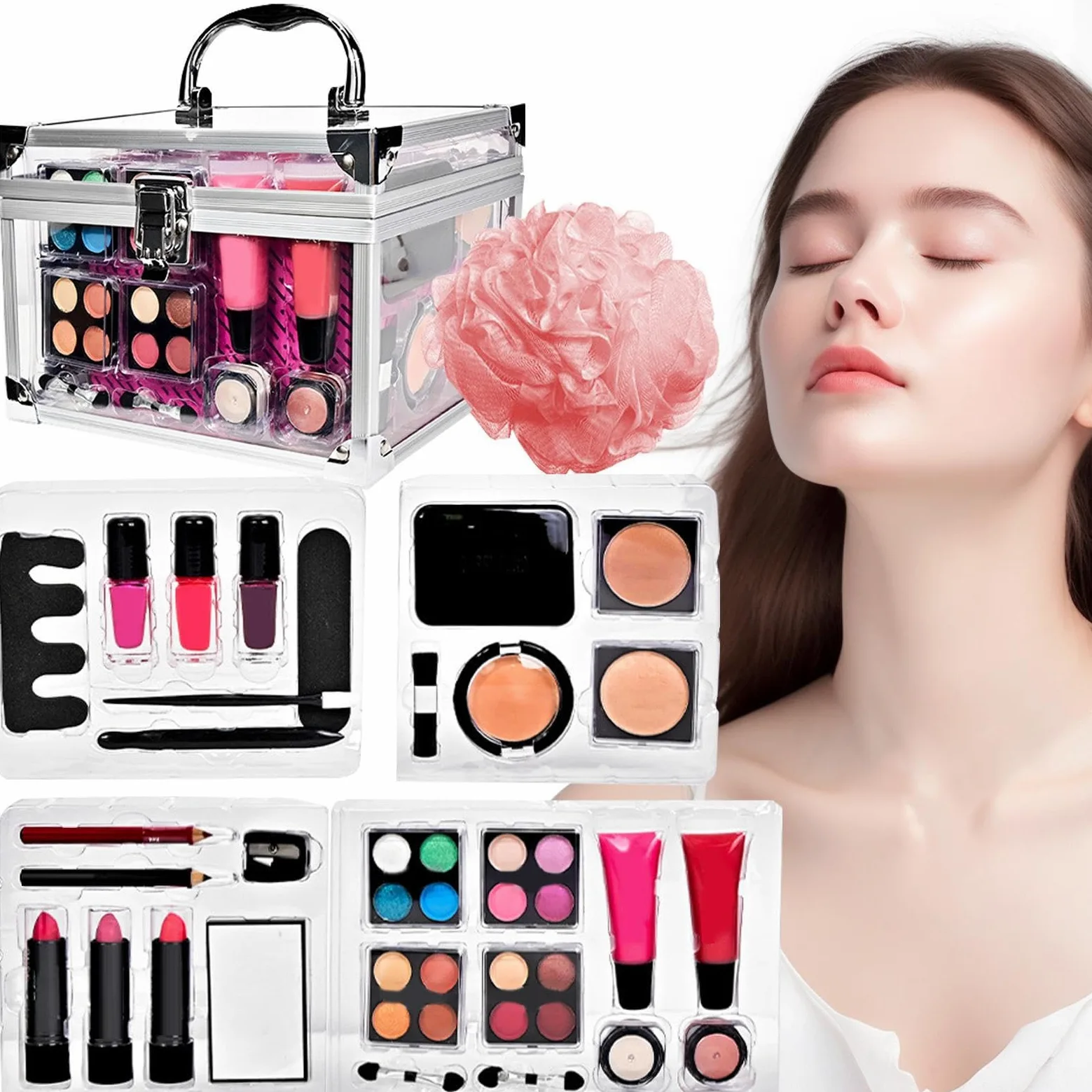 Kit Trucco per Principianti Set Da Viaggio Compatto Con | Valigette Per Uso Quotidiano Halloween Matrimoni Teatro E Spettacoli
