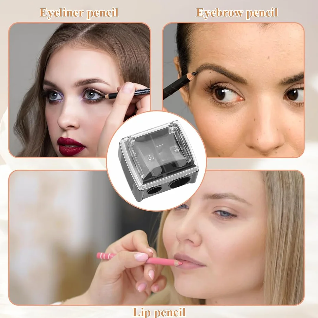 Temperino Universale per Trucco 3 Pezzi Doppio per Matite Cosmetiche Matita Occhi Labbra Eyeliner Sopracciglia