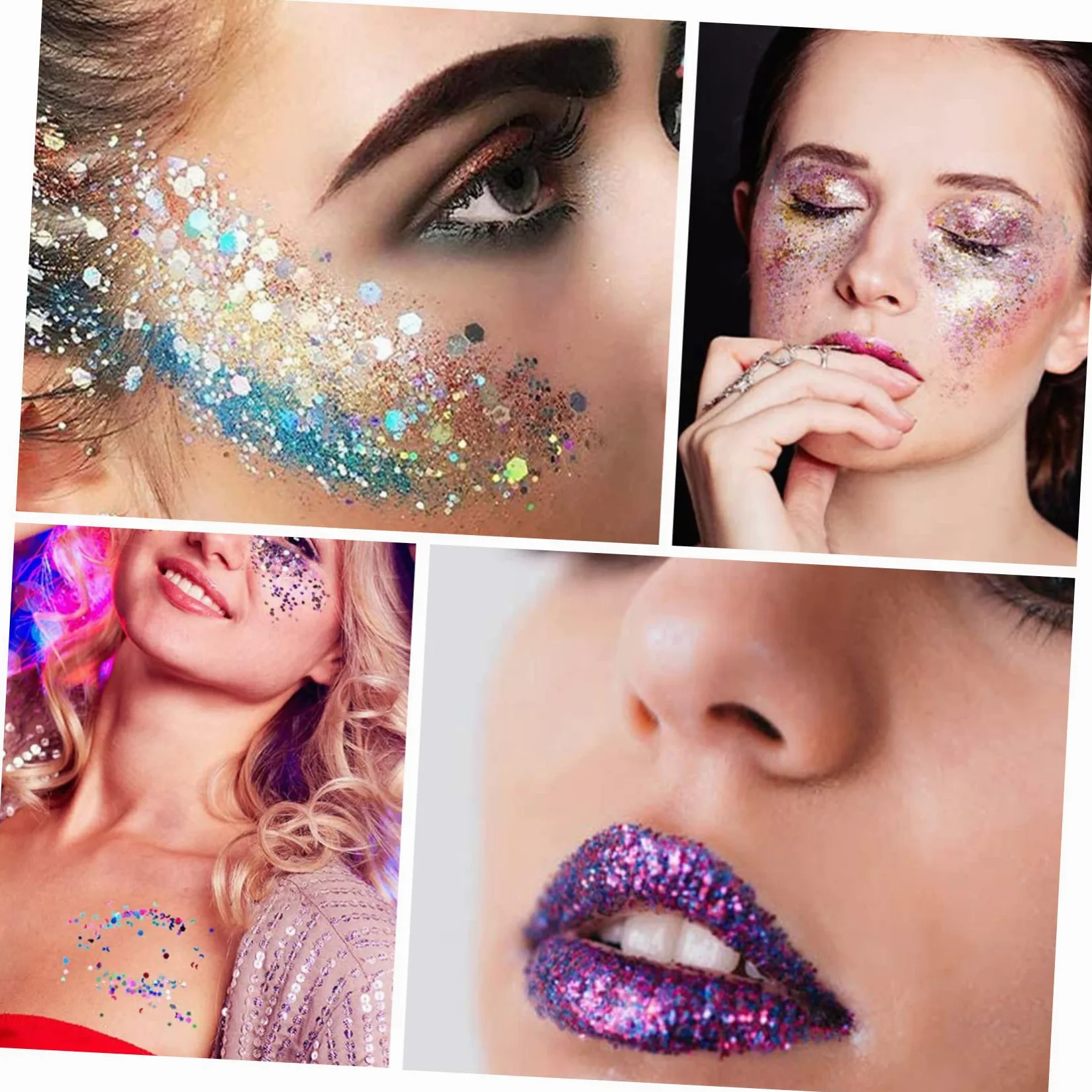 MAGICLULU 48 Scatole Glitter Gel Corpo Olografico Sirena Fiocchi Trucco Degli Occhi Ombretto Trucco Ombretto Sirena Paillettes Liquido Corpo Viso Chiodo Paillettes Fai Da Te Chiodo Fluido