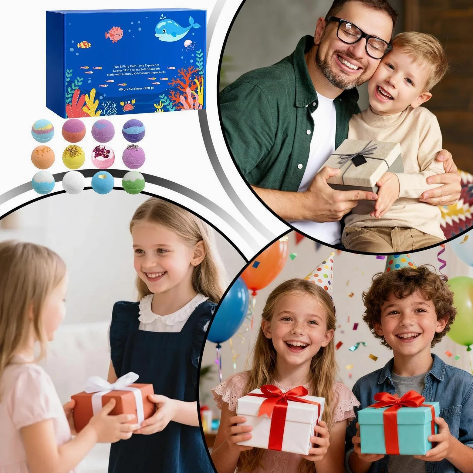 Bagnoschiuma Effervescente Con Sali da Bagno Profumati e Giocattoli | 12 Pezzi Di Bolle Da Bagno Schiumose Per I Bambini Per Donne, Mamme, Uomini, Nonne, Ragazze, Giovani, Famiglia, Casa E