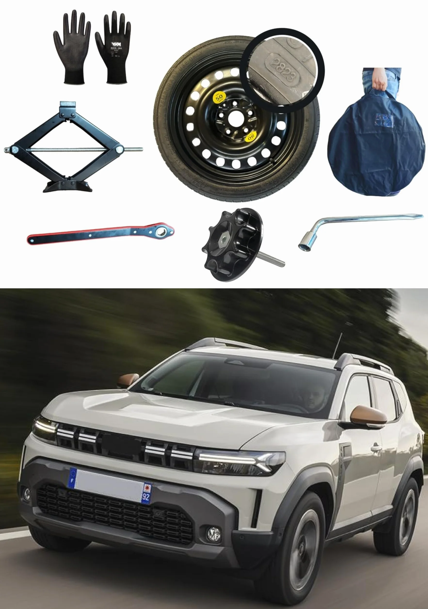 Kit Ruotino di Scorta 16" Dacia Duster 145/90R16 con Cric e Chiave