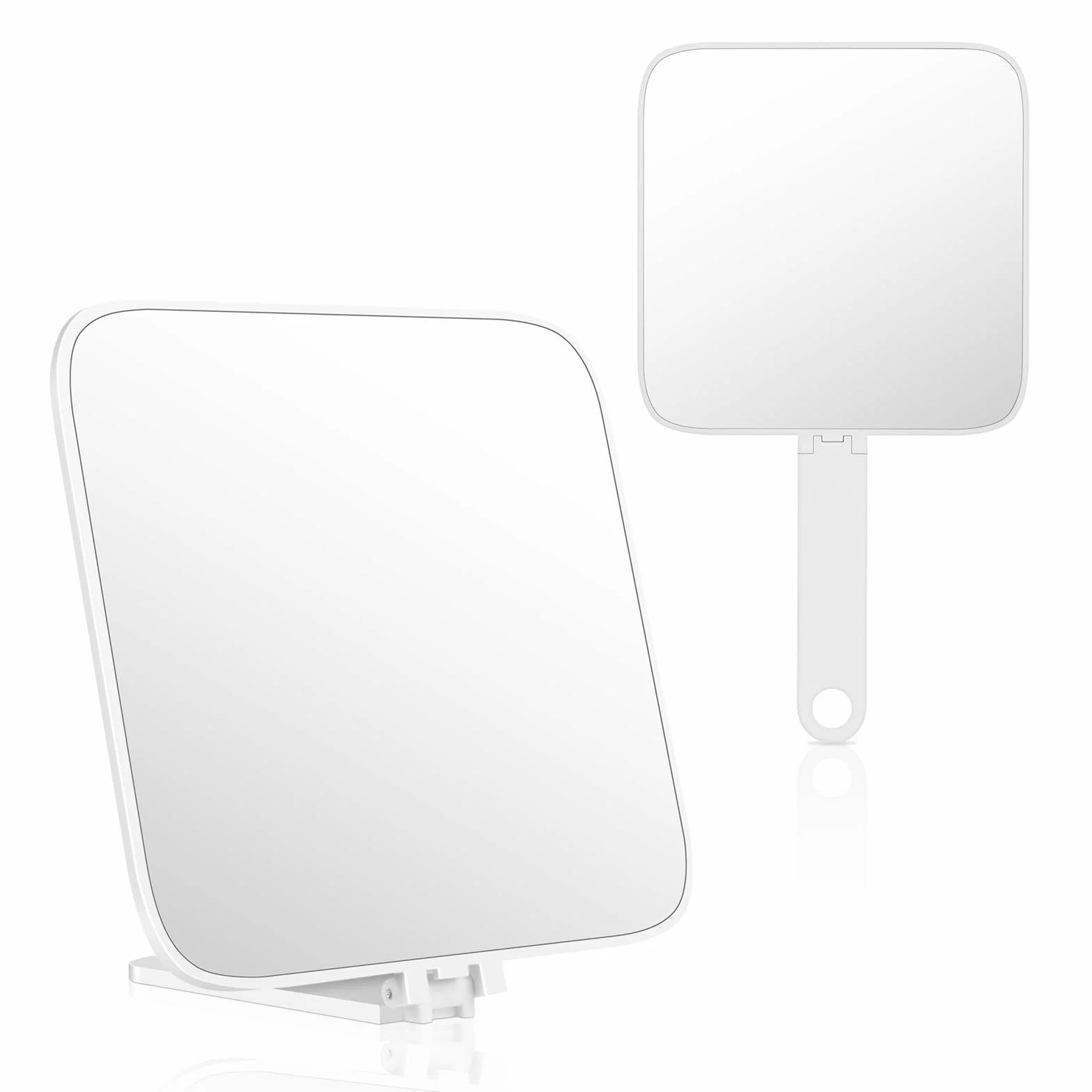 Specchio a Mano Grande OSDUE, Specchio Trucco Portatile con Manico Antiscivolo Alta Definizione per Parrucchiere, Barbiere, Salone - Bianco
