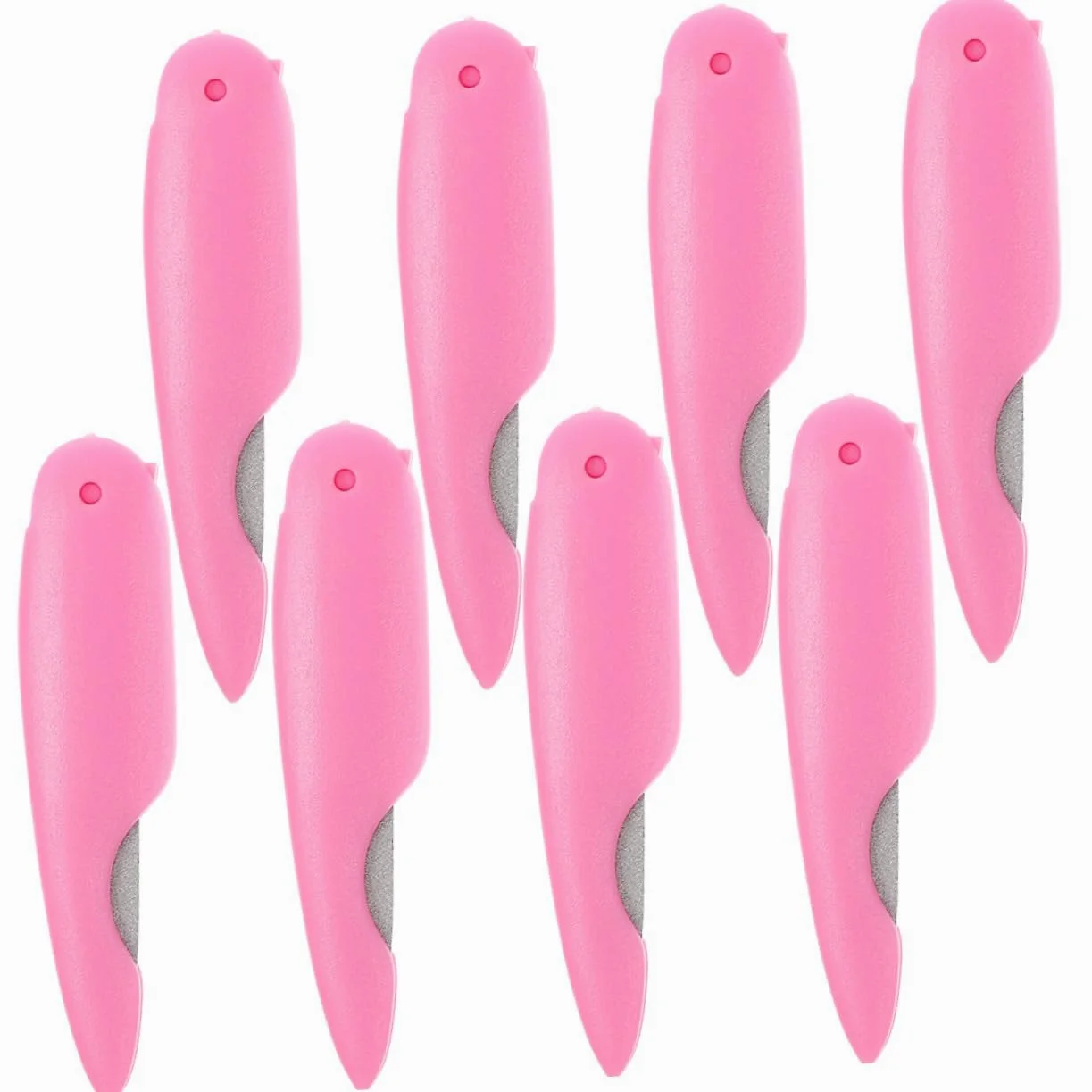 Alipis Set 8 Pezzi Limette per Unghie in Metallo e Abs Rosa, Design Pieghevole Portatile, Facili da Usare per Manicure Professionale e Uso Domestico