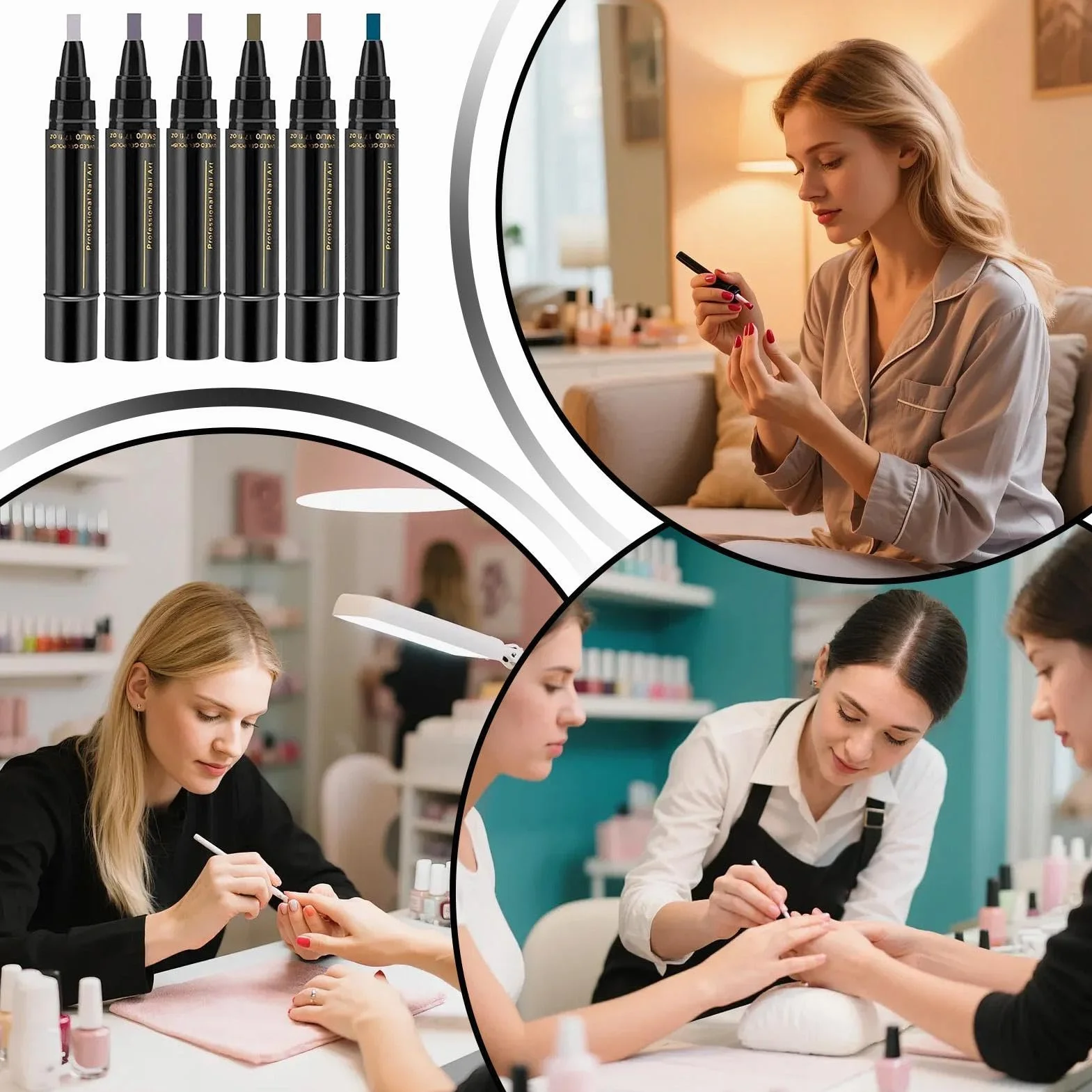 Penne Per Unghie Ad Asciugatura Rapida - Strumenti Per Manicure A Lunga Durata Da 6 Pezzi | Pennarelli Per Vernice Gel, Punta Fine 0,7 Mm, Impermeabili, Senza Lampada UV, Bambini, Donne, Adolescenti,