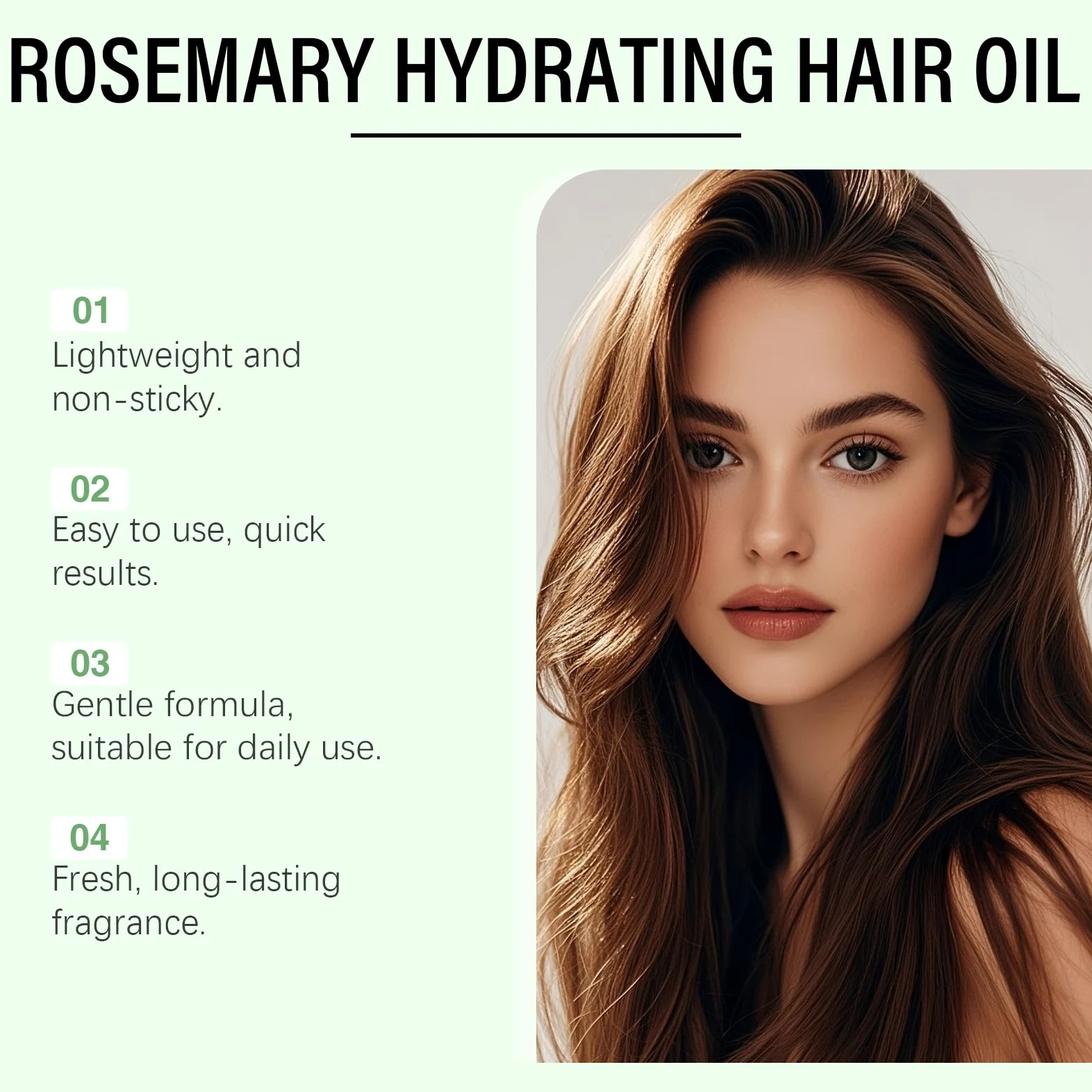 Olio per capelli multiuso al rosmarino, formula leggera non grassa, nutrimento notturno, formula sicura per tutti i tipi di capelli, cura di sé semplificata (6pcs)