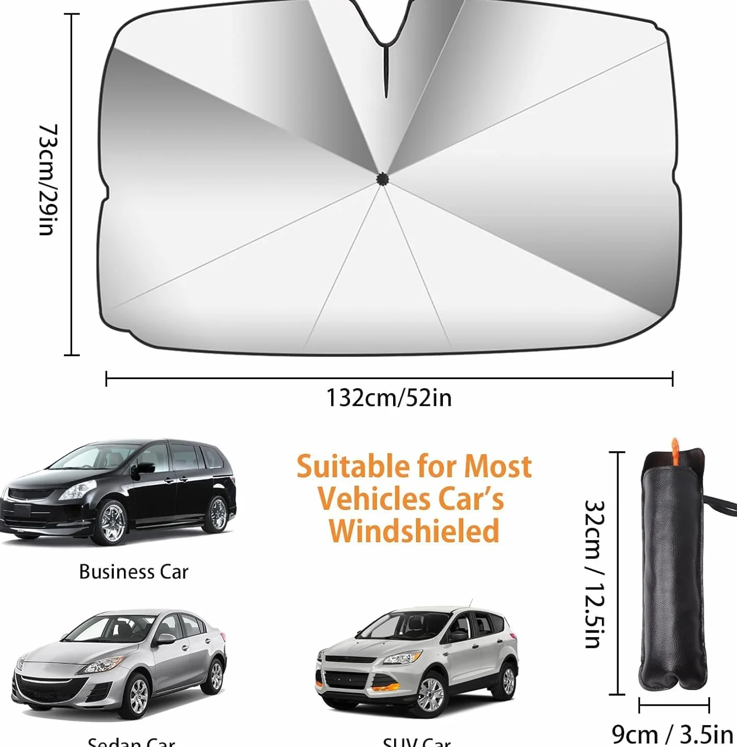 SQUADO Ombrello Parasole Auto Pieghevole Protegge Cruscotto Copriparabrezza Raggi UV Anti Caldo Universale