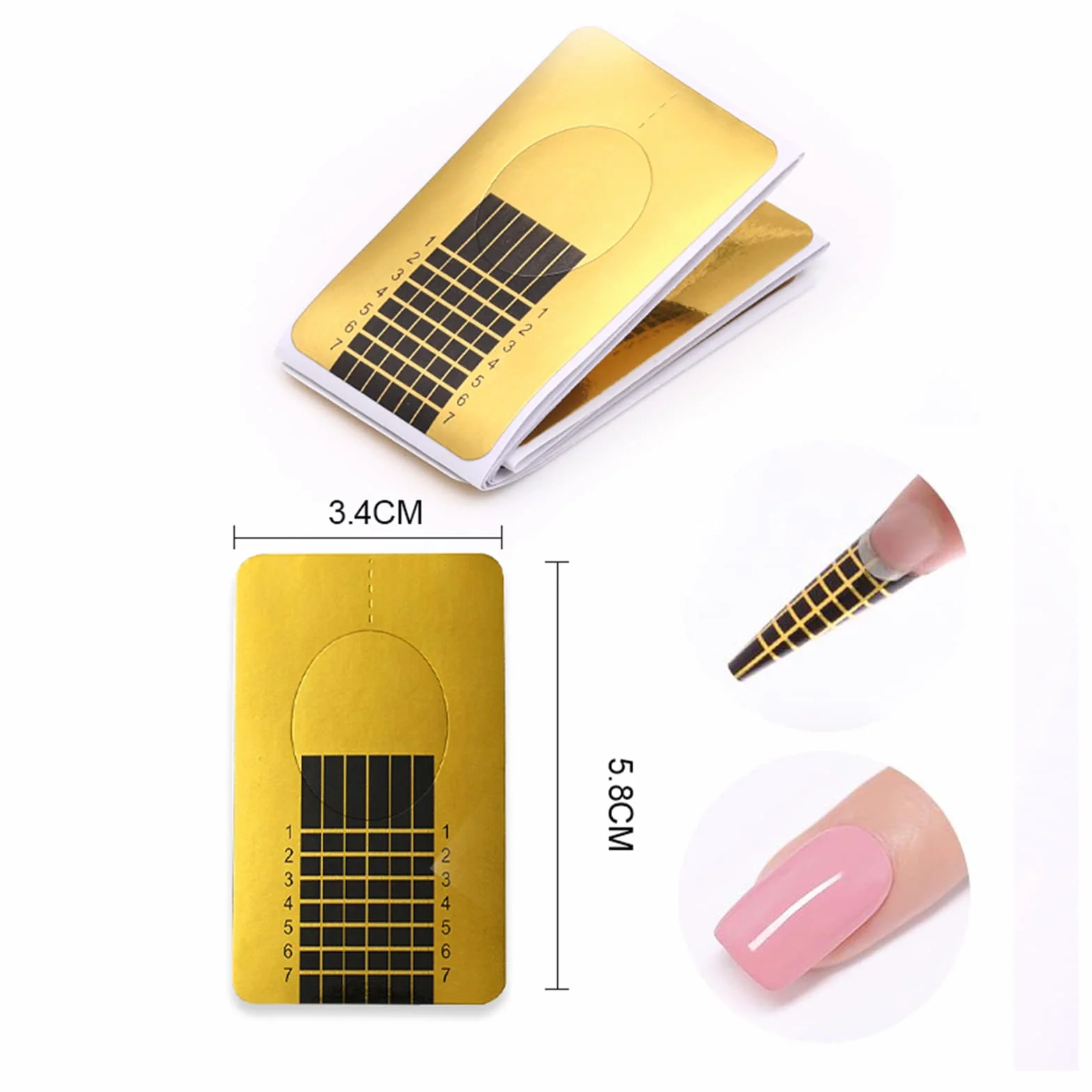 120 Pezzi Rotolo Cartine Oro Extension model Cartine Allungamento per Unghie Ricostruzione Fai da te Allungamento Unghie professional UV gel nail