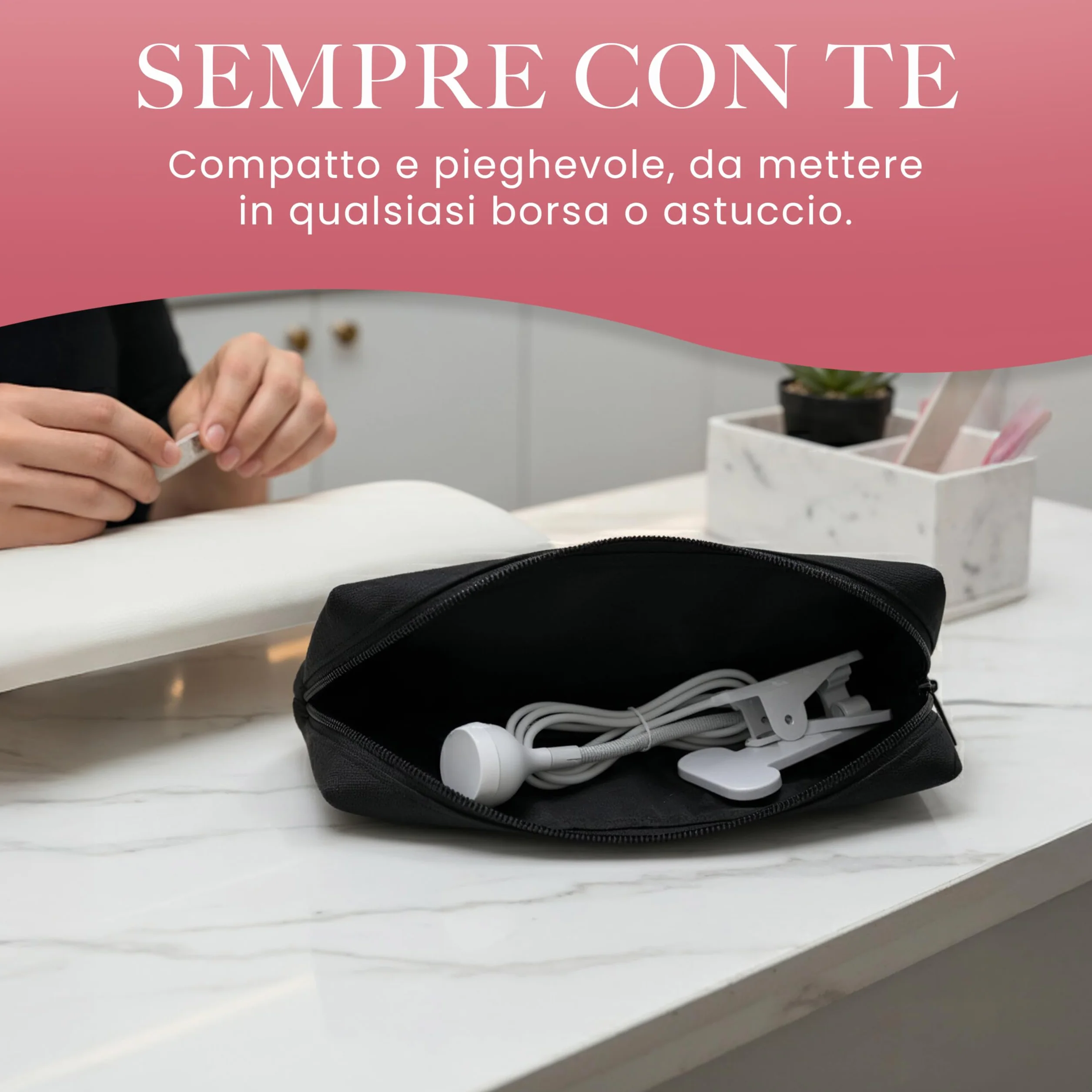 Lampada UV LED Unghie con Clip da Tavolo, Mini Lampada Portatile per Semipermanente e Nail Art, Braccio Flessibile Rotazione 360°, Pulsante On/Off sul Cavo, Luce per Manicure da Casa