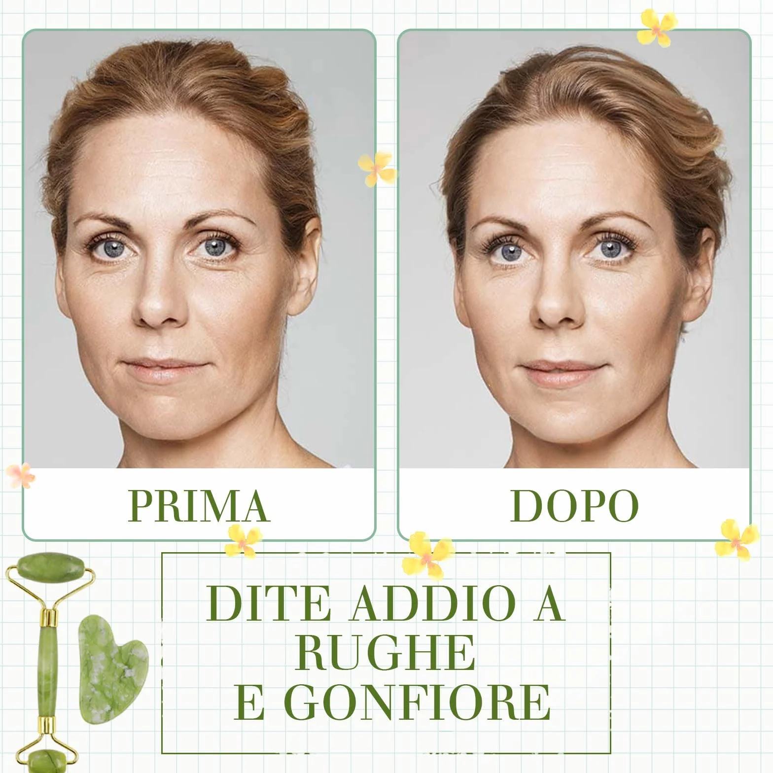 GUGUG Gua Sha Viso Rullo di Giada Massaggiatore per Lenire la Pelle