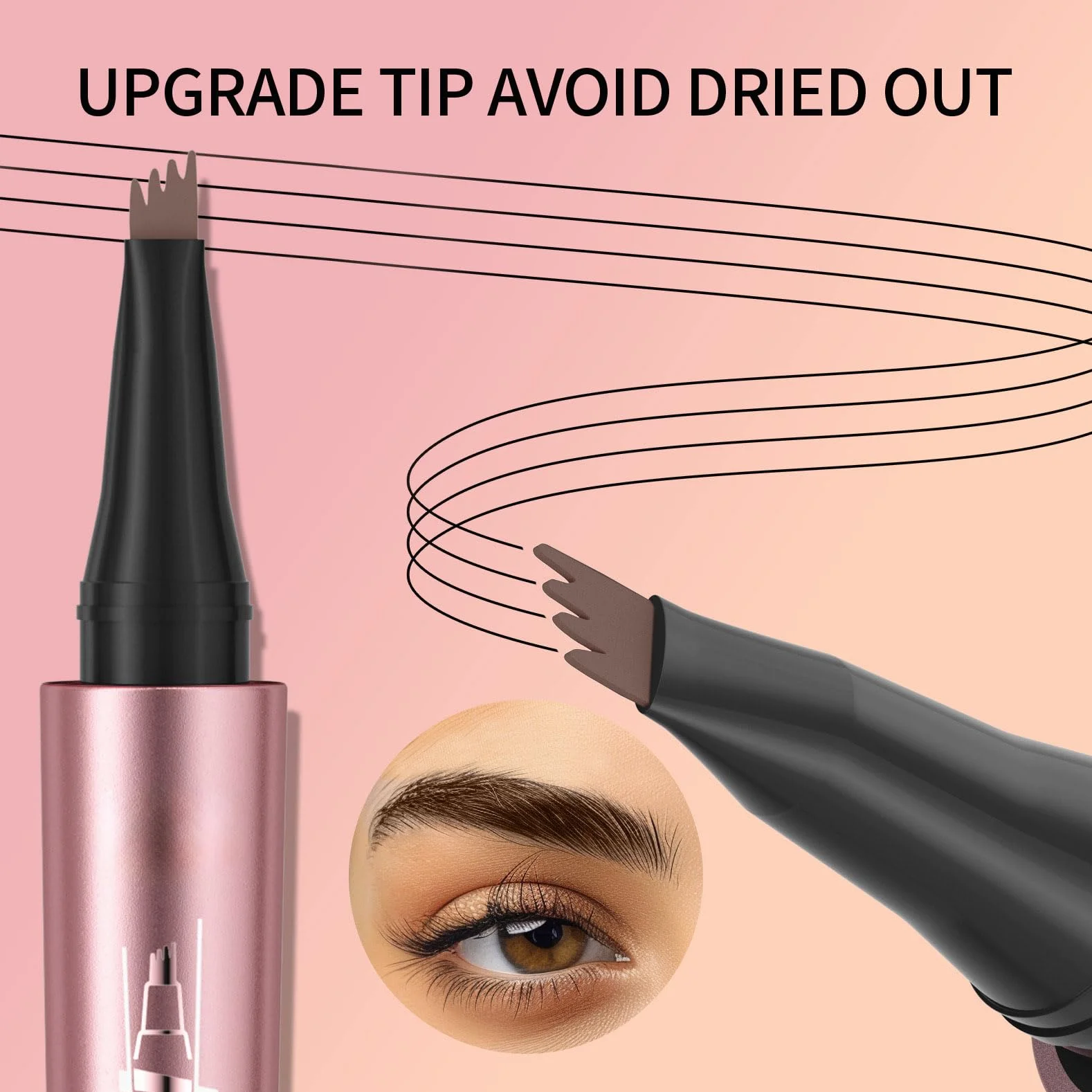 Yulinlon Q708 - Matita per sopracciglia Microblading 3D, impermeabile, 4 punte, durevole, applicatore per sopracciglia naturali, tutte le tonalità di pelle (3#Grey)