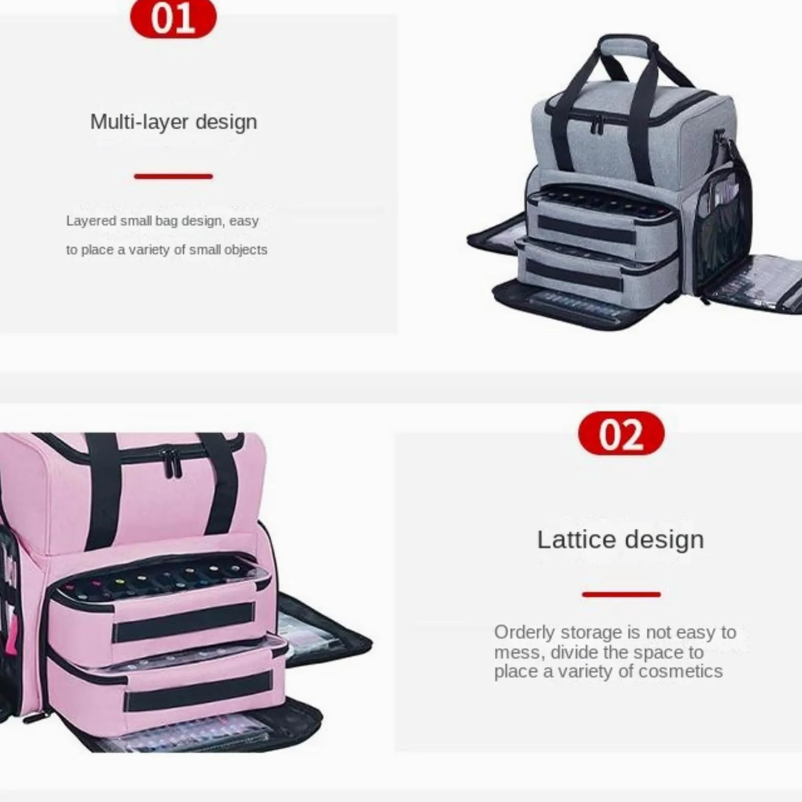 Organizzatore Smalti Scatola Portaoggetti for Smalto Portatile da Viaggio Staccabile Porta Smalti per Unghie(Pink)