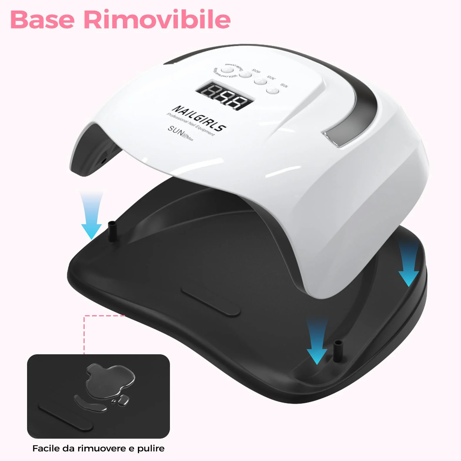 NAILGIRLS Lampada UV per Unghie 268W Portatile Asciuga Smalto LED 4 Modalità Timer Display LCD