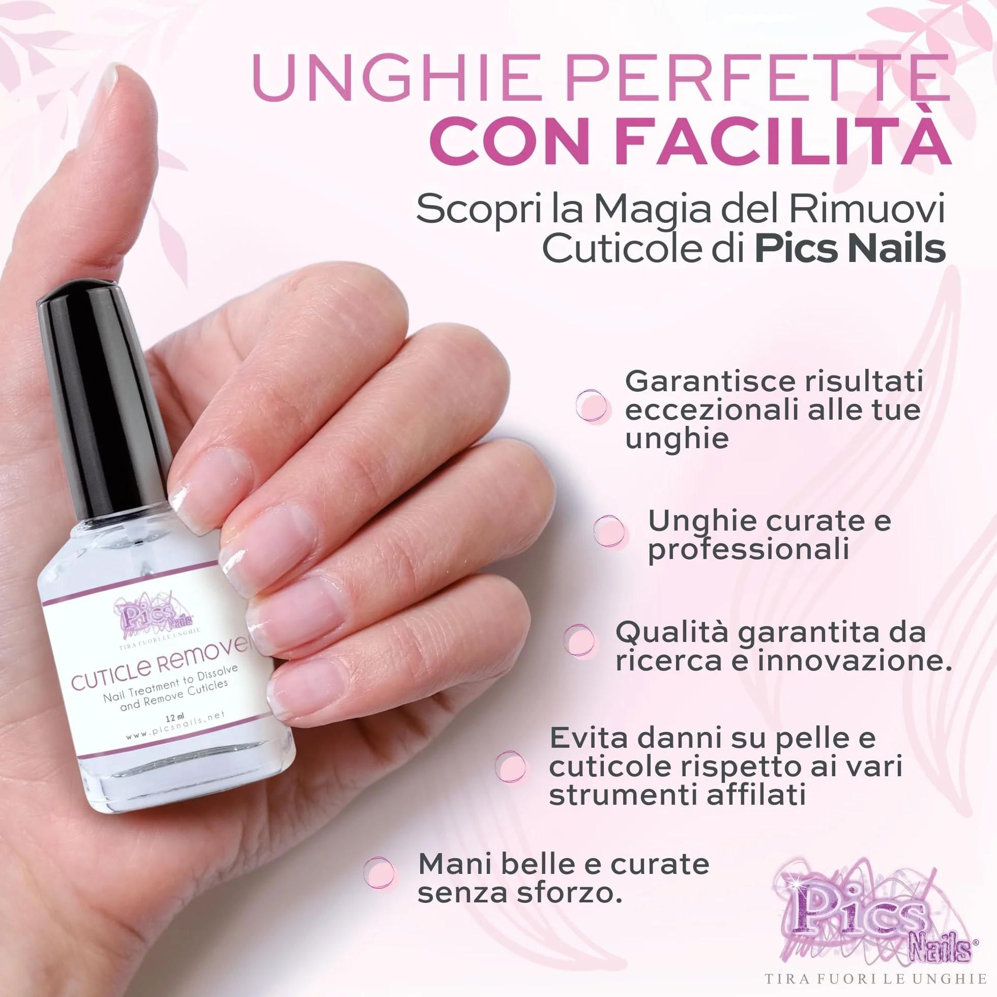 Rimuovi Cuticole Unghie di Mani e Piedi Professionale 12 ml - Scioglie e Rimuove Cuticole Trattamento per Unghie di Mani e Piedi