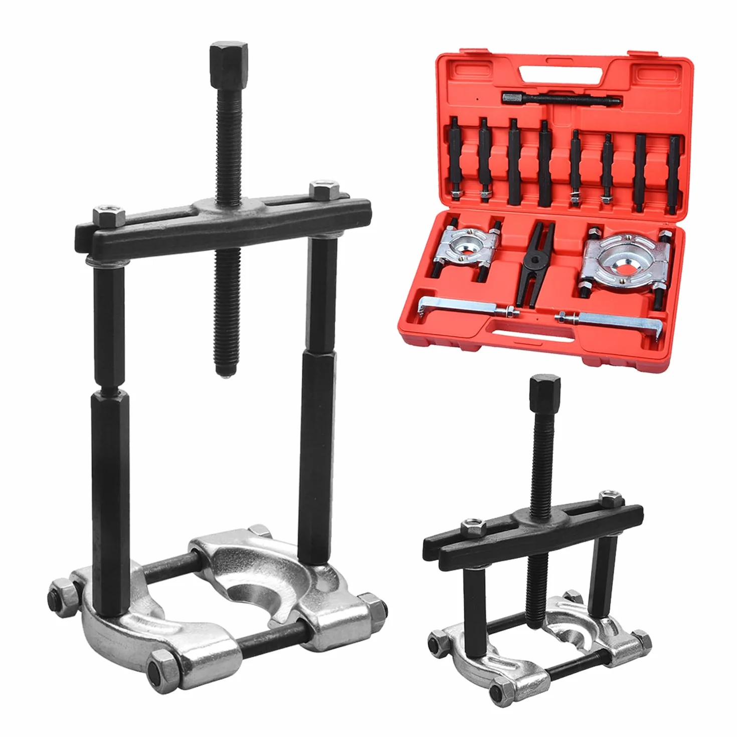 14 Pezzi Set di attrezzi per estrattori di cuscinetti, separatore di cuscinetti con capacità di 5 tonnellate, kit di attrezzi per rimozione cuscinetto ruota pignone con ganasce da 2" e 3"