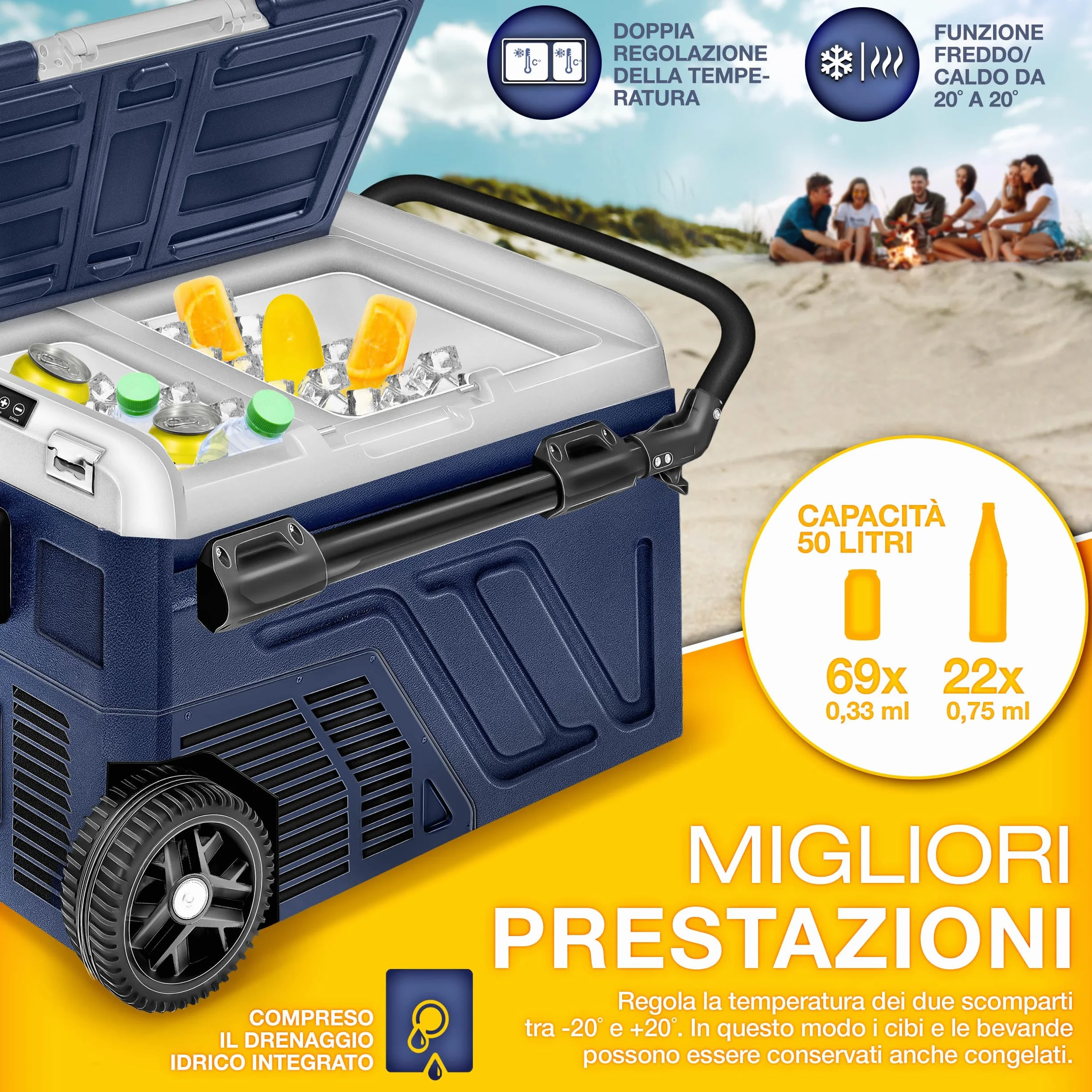 Tillvex Frigorifero Compressore Elettrico 50 Litri WIFI-APP 12/24V 230V -20°C Camper Camping